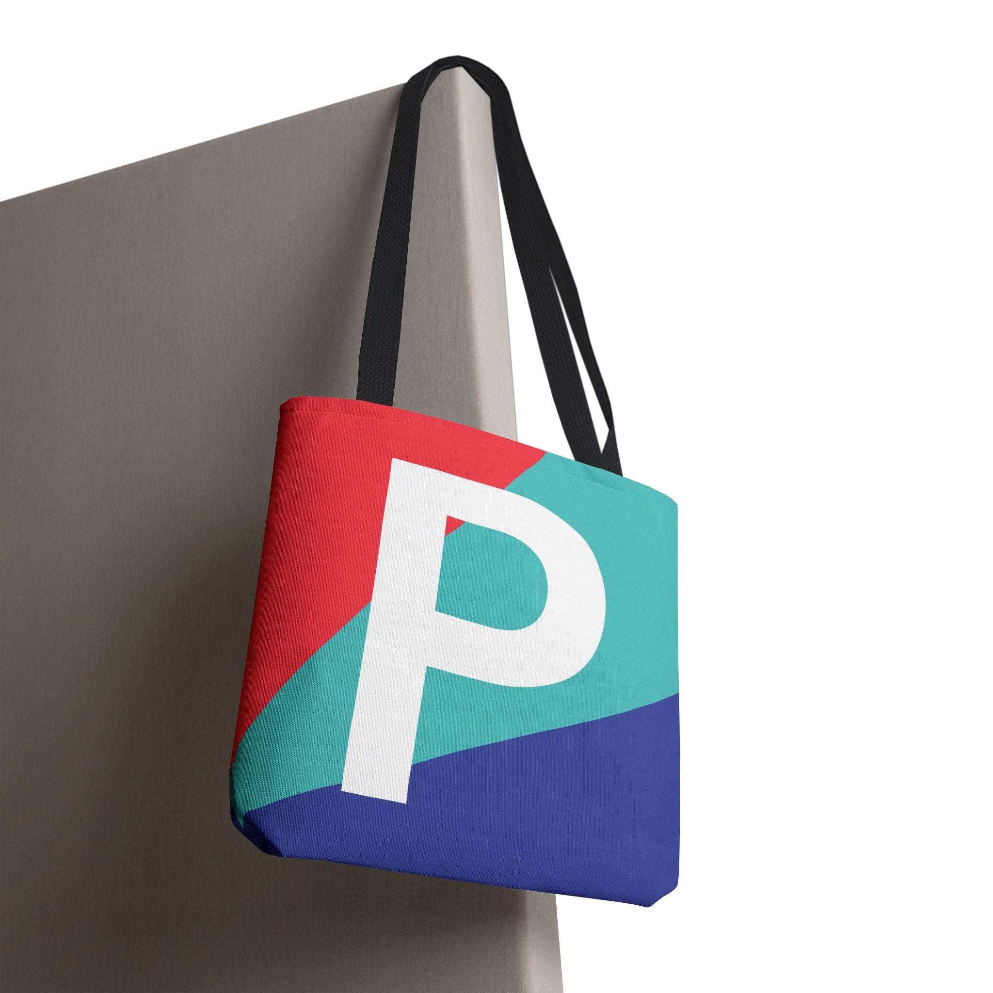 Monogram 'P' Colorblock Tote Bag — Personalized Initial P Shoulder Tote