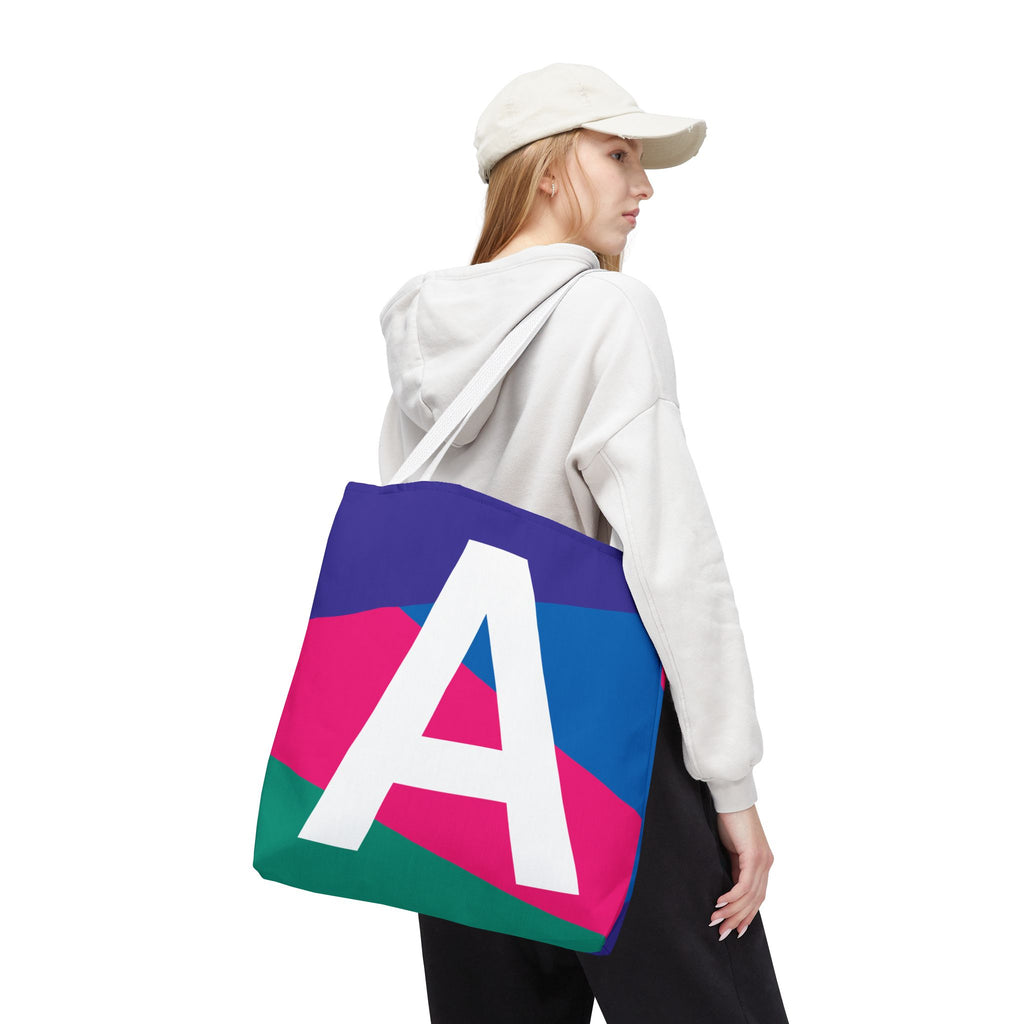 Monogram 'A' Colorblock Tote Bag — Personalized Initial A Shoulder Tote