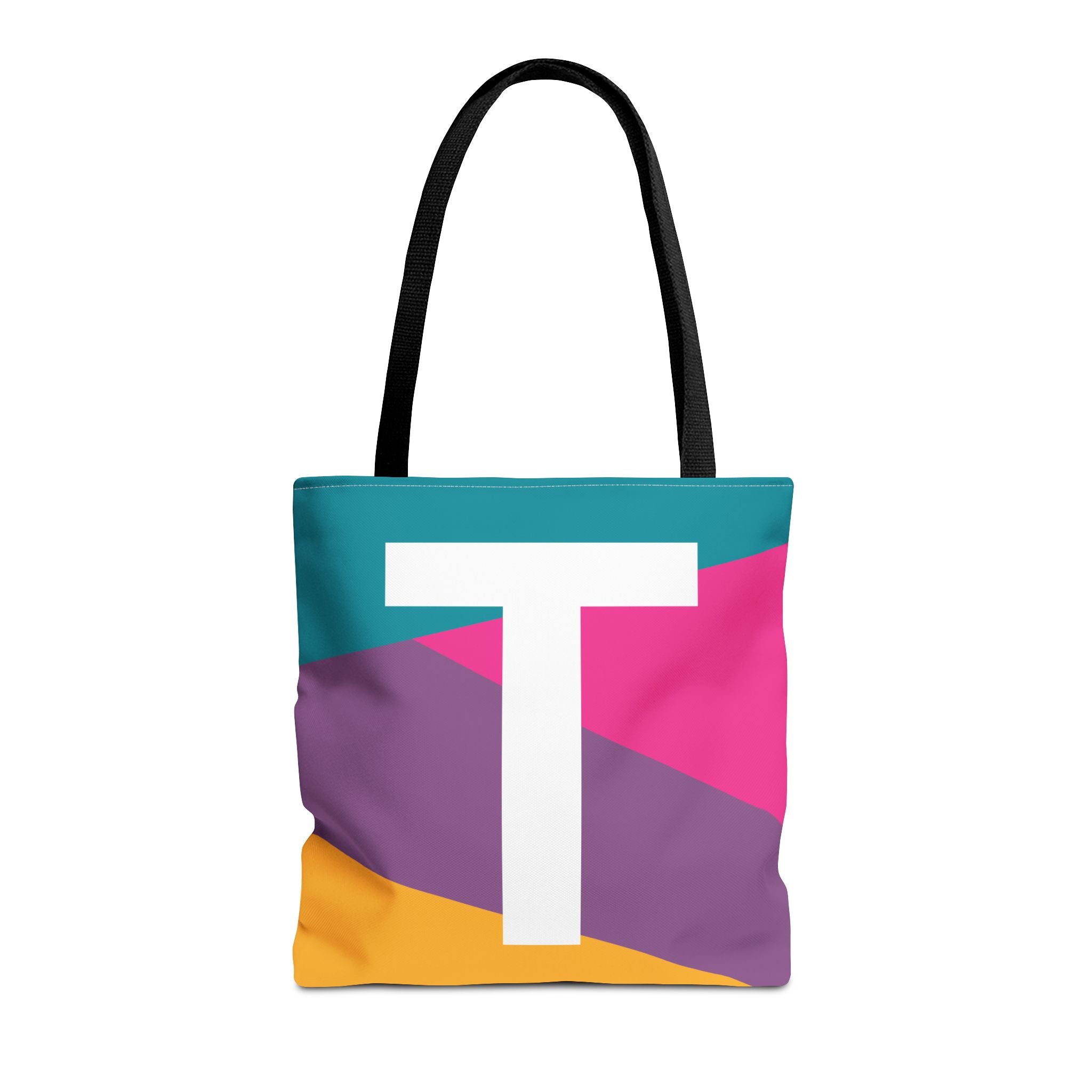 Monogram 'T' Colorblock Tote Bag — Personalized Initial T Shoulder Tote