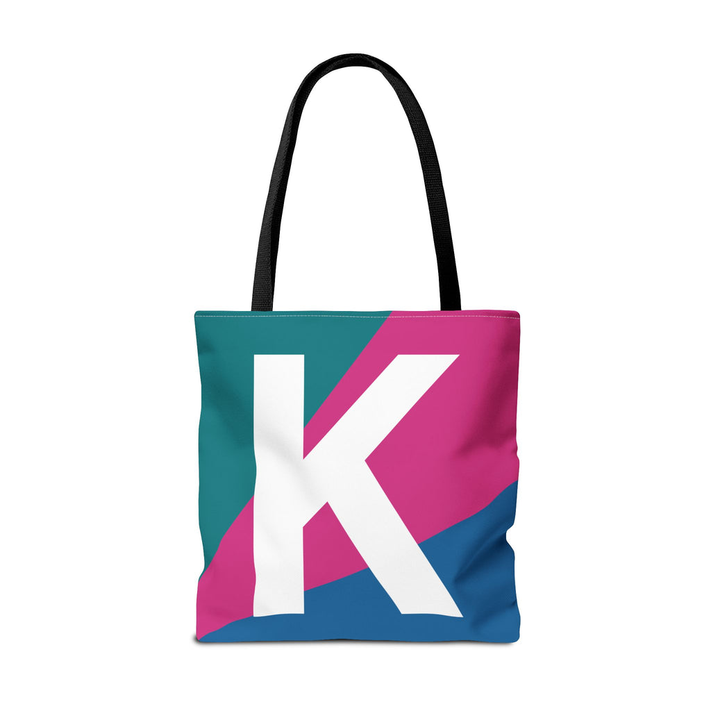 Monogram 'K' Colorblock Tote Bag — Personalized Initial K Shoulder Tote