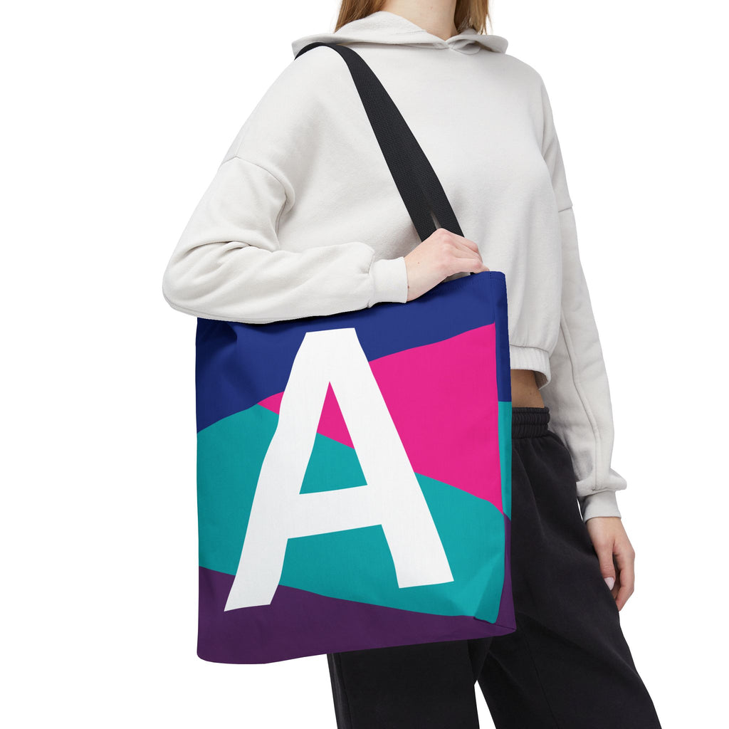 Monogram 'A' Colorblock Tote Bag — Personalized Initial A Shoulder Tote