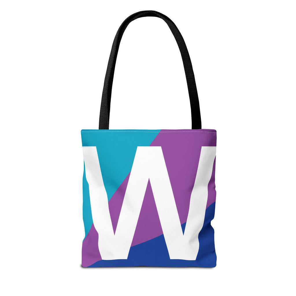 Monogram 'W' Colorblock Tote Bag — Personalized Initial W Shoulder Tote
