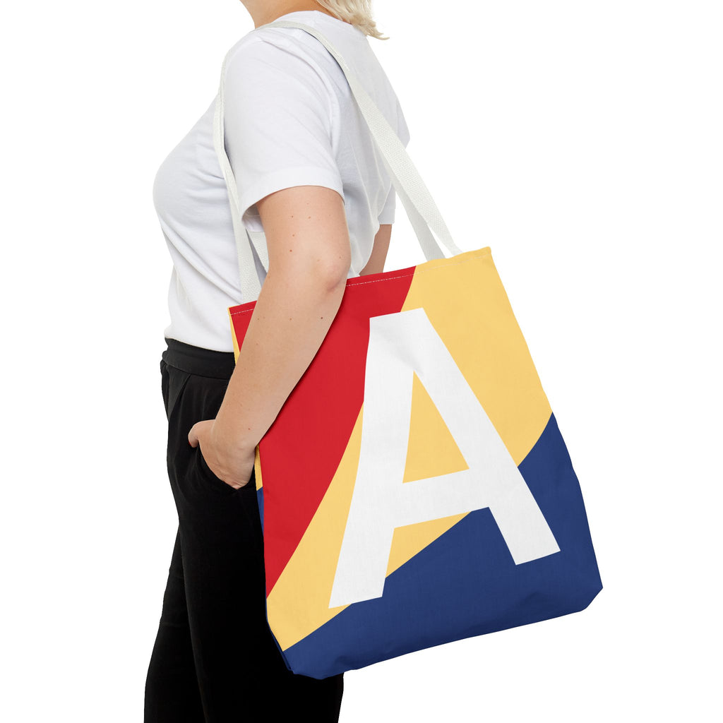 Monogram 'A' Colorblock Tote Bag — Personalized Initial A Shoulder Tote
