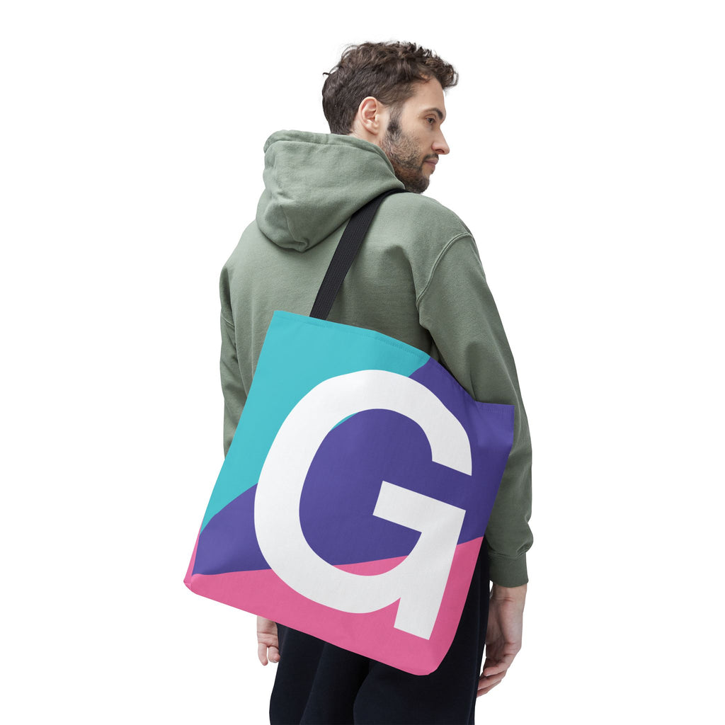 Monogram 'G' Colorblock Tote Bag — Personalized Initial G Shoulder Tote