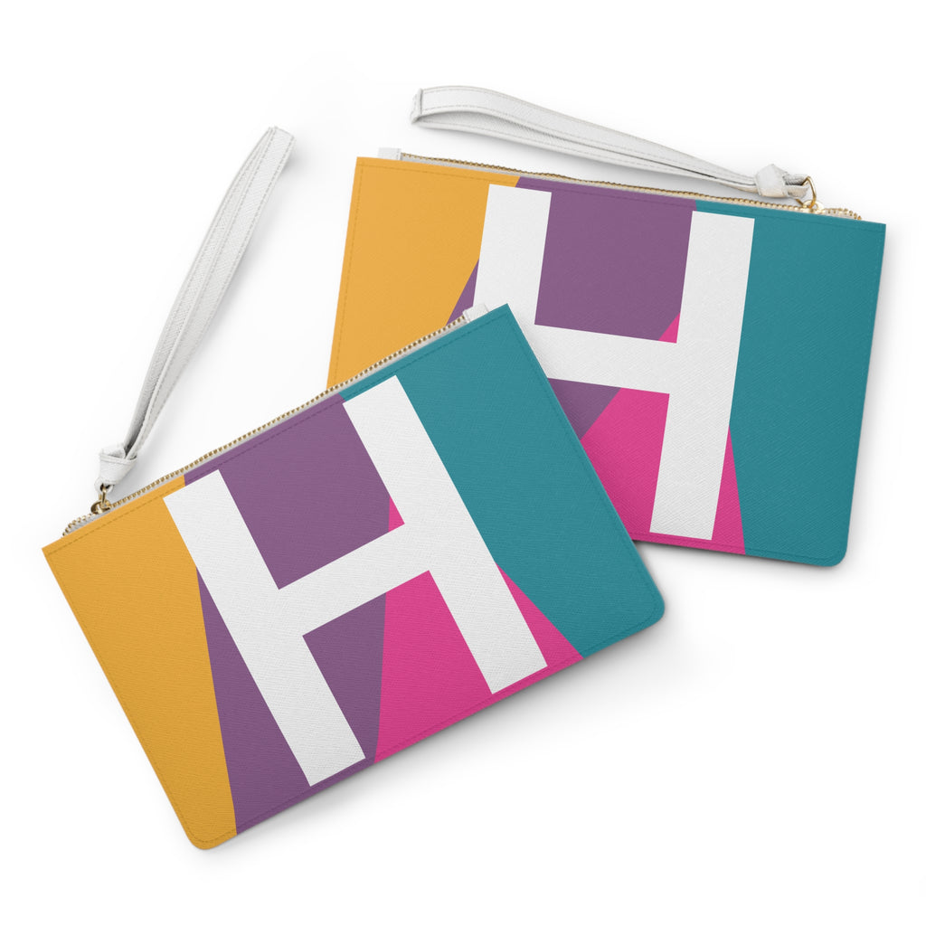 Monogram 'H' Colorblock Clutch Bag — Bold Geometric Wristlet for Everyday & Gifts