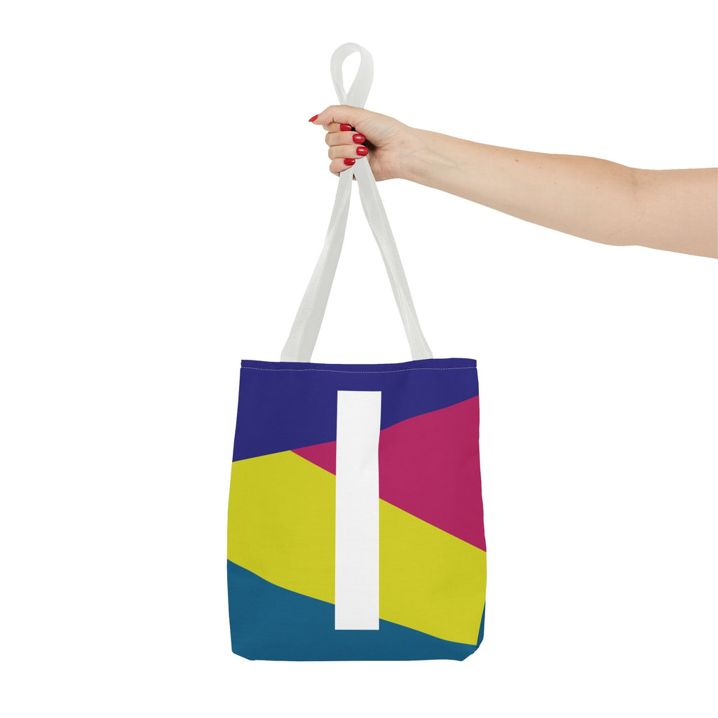 Monogram 'I' Colorblock Tote Bag — Personalized Initial I Shoulder Tote