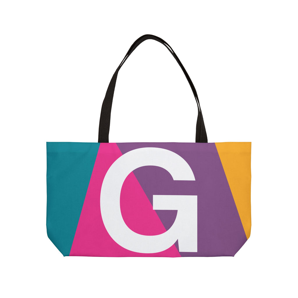 Personalized 'G' Colorblock Tote Bag — Monogram Weekender Tote