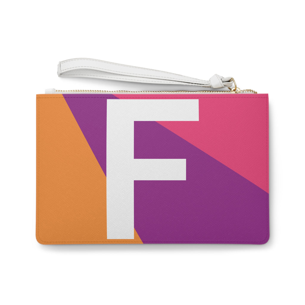 Monogram 'F' Colorblock Clutch Bag — Bold Geometric Wristlet for Everyday & Gifts