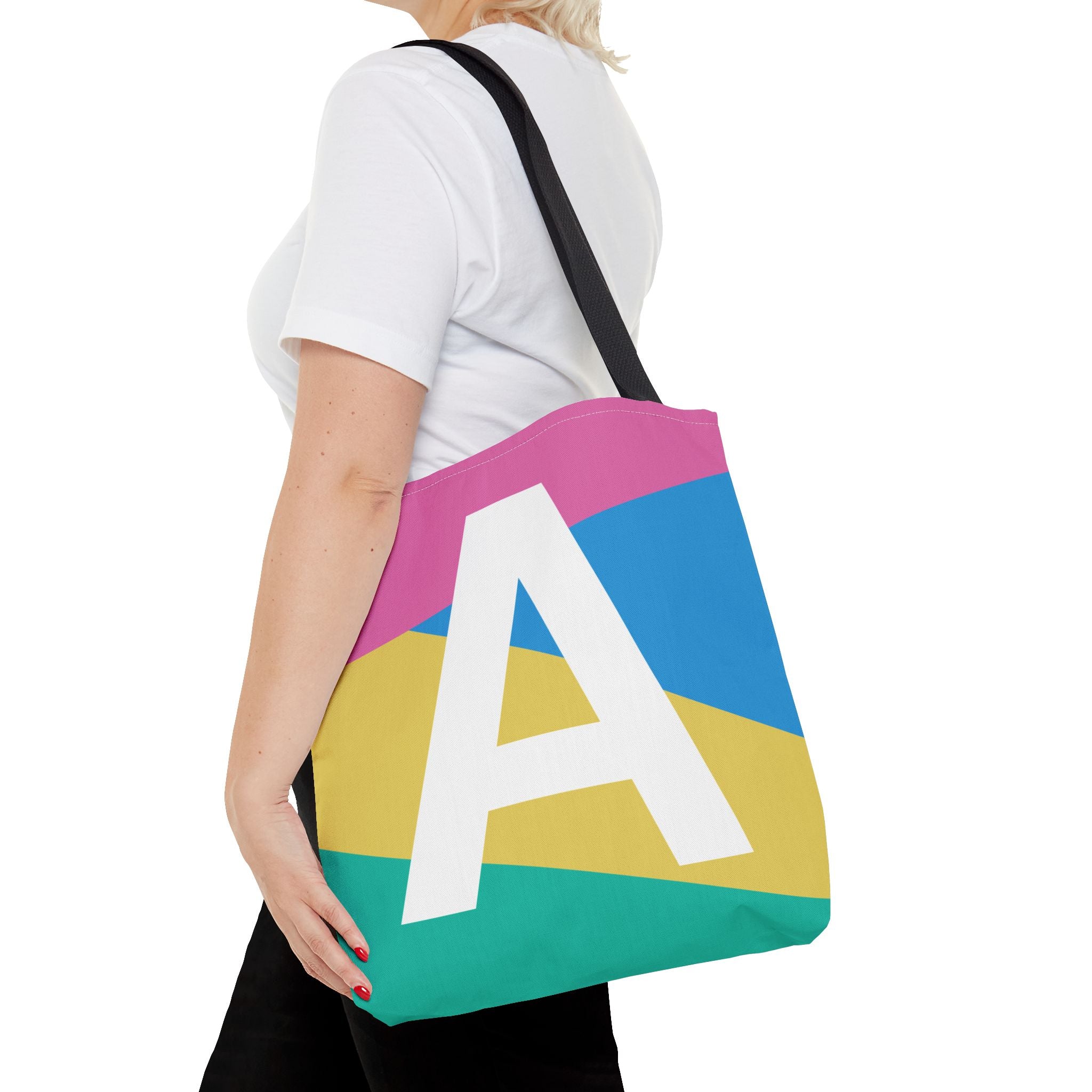 Monogram 'A' Colorblock Tote Bag — Personalized Initial A Shoulder Tote