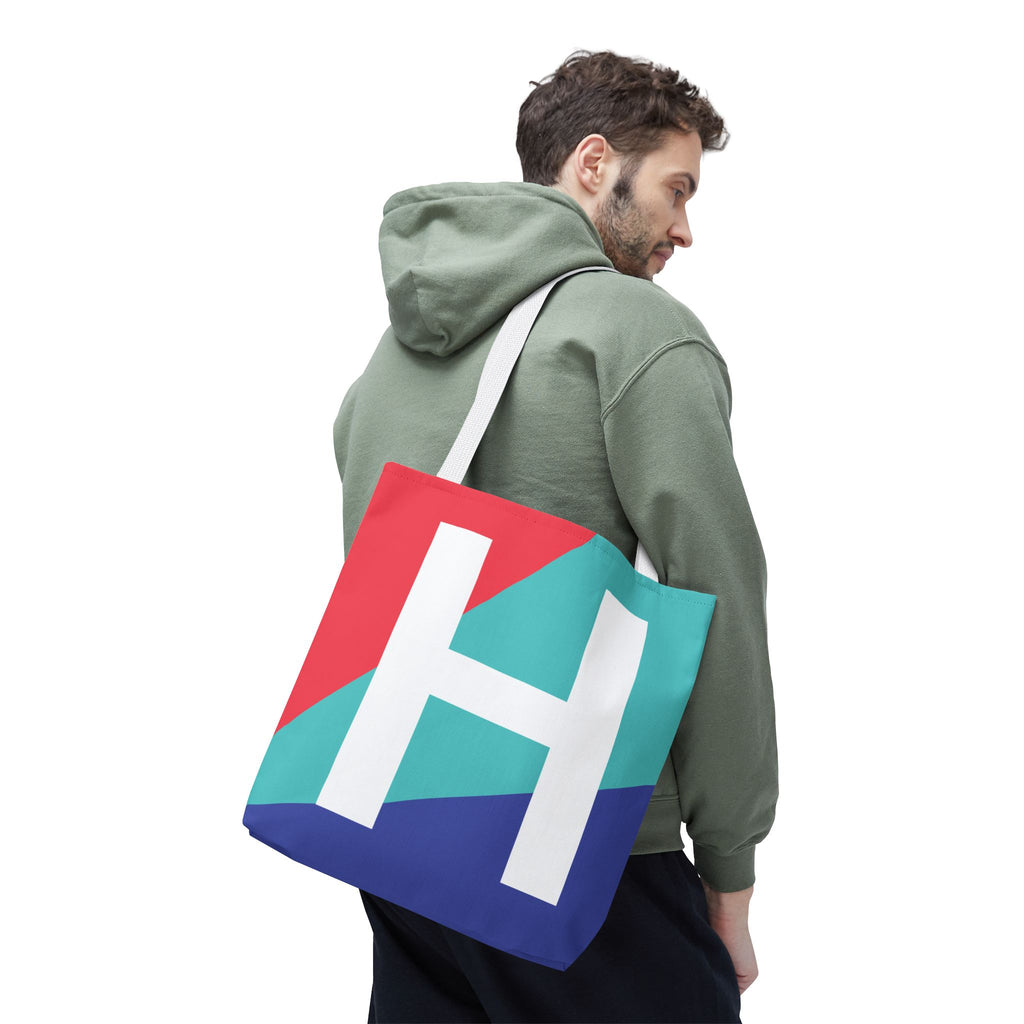 Monogram 'H' Colorblock Tote Bag — Personalized Initial H Shoulder Tote