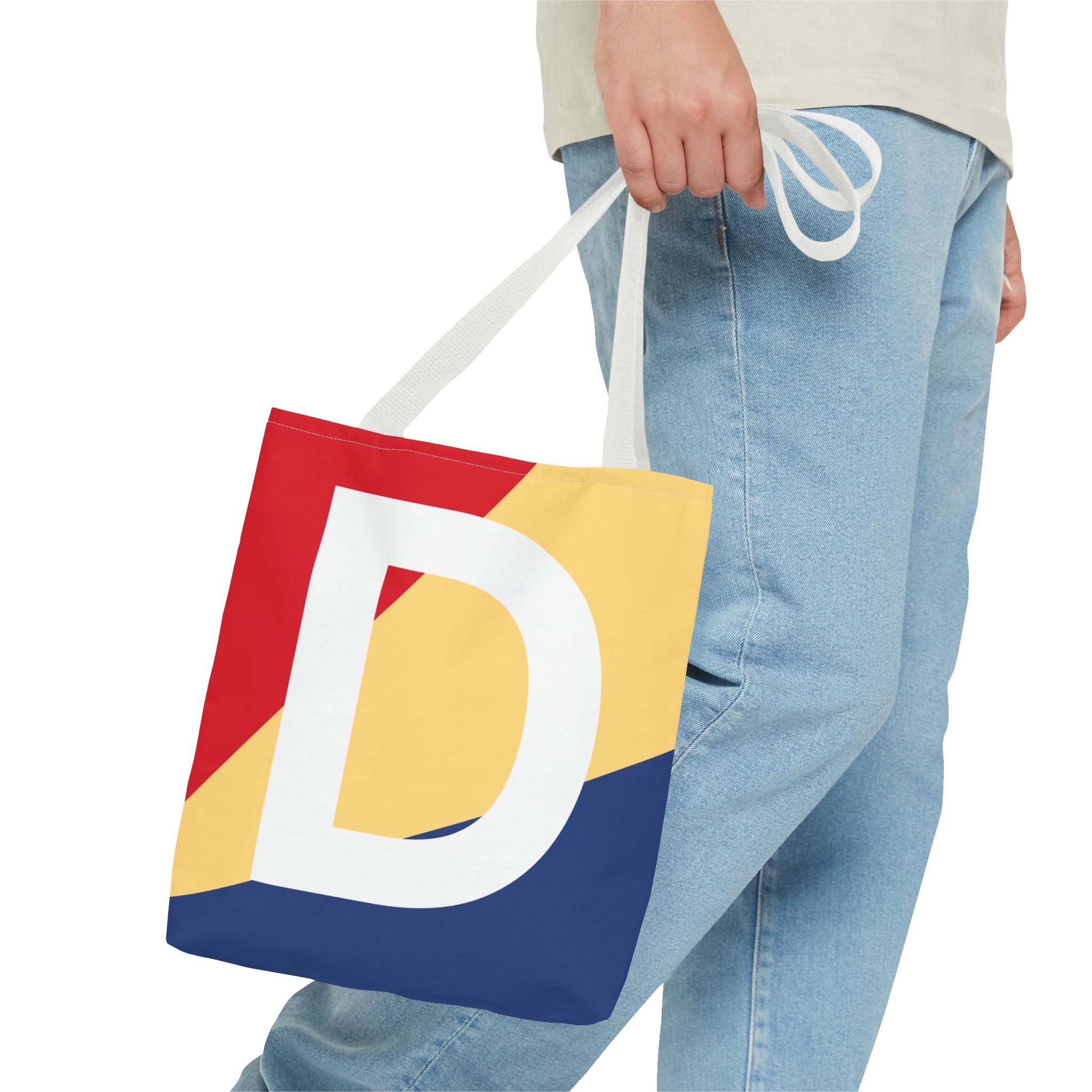 Monogram 'D' Colorblock Tote Bag — Personalized Initial D Shoulder Tote