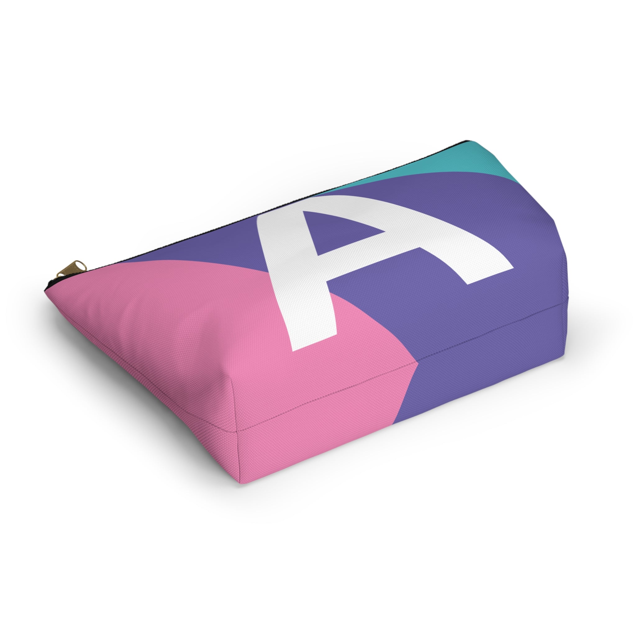 Initials Colorblock Accessory Pouch — Monogram A T-Bottom Cosmetic Bag