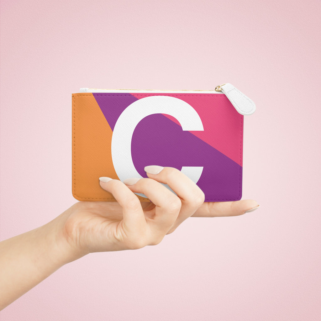 Initial C Mini Clutch — Colorblock Monogram Wristlet Wallet