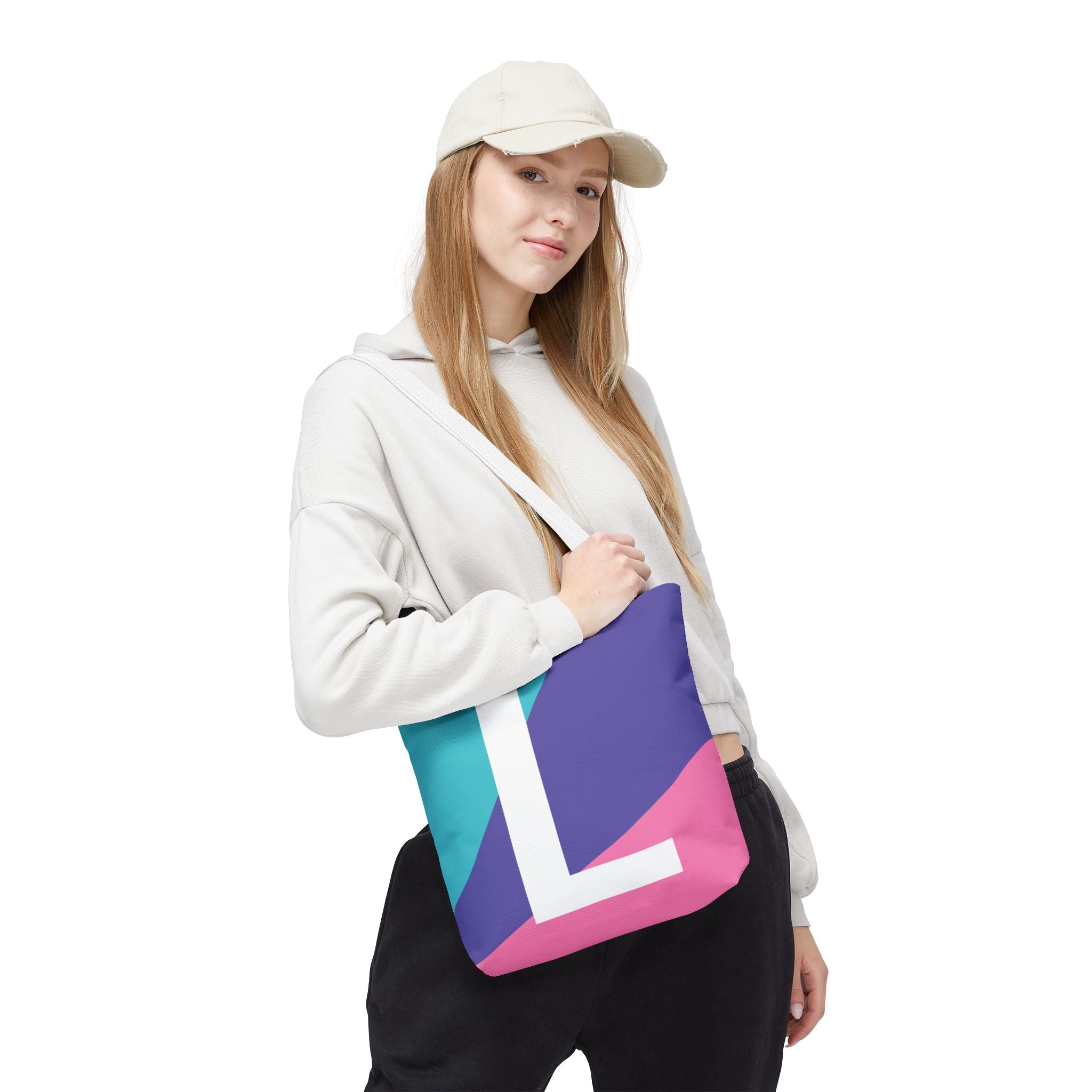 Monogram 'L' Colorblock Tote Bag — Personalized Initial L Shoulder Tote