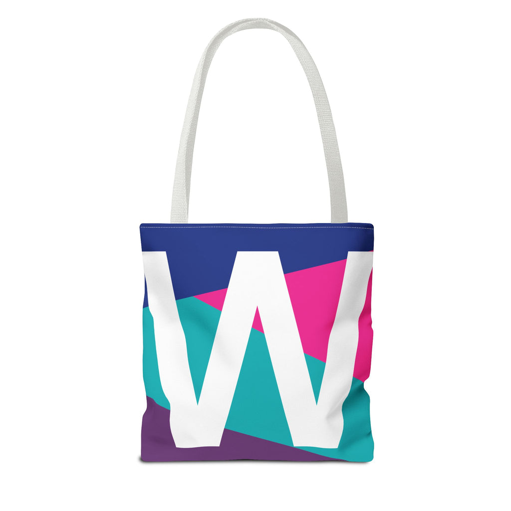 Monogram 'W' Colorblock Tote Bag — Personalized Initial W Shoulder Tote