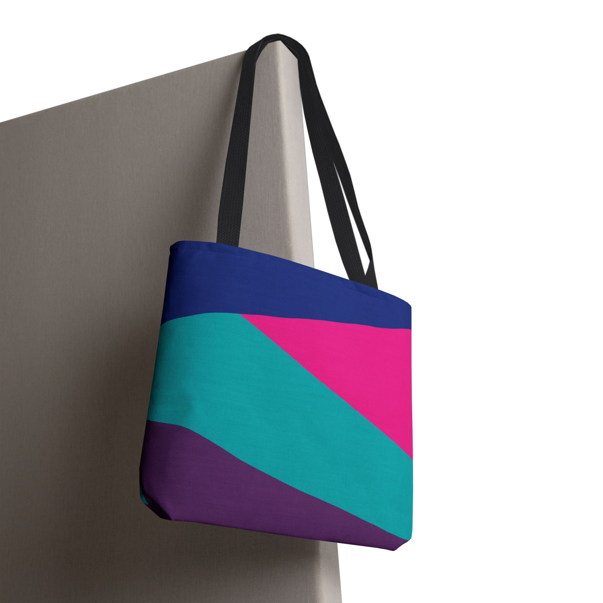 Retro 80s & 90s Inspired Color Block Tote Bag | Stylish Everyday Canvas Shoulder Bag
