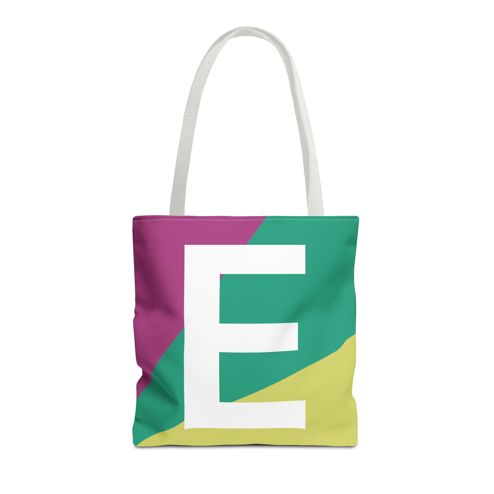 Monogram 'E' Colorblock Tote Bag — Personalized Initial E Shoulder Tote