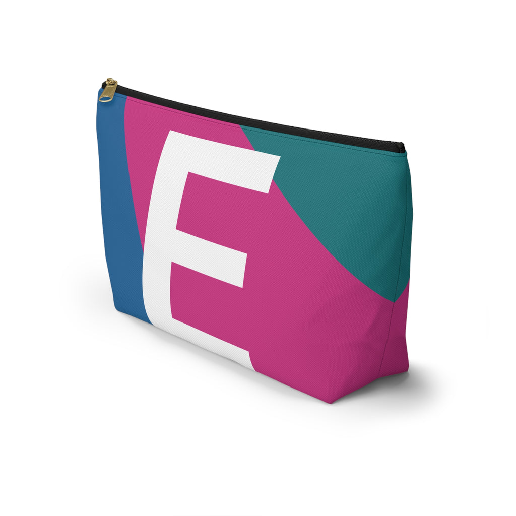 Initials Colorblock Accessory Pouch — Monogram E T-Bottom Cosmetic Bag