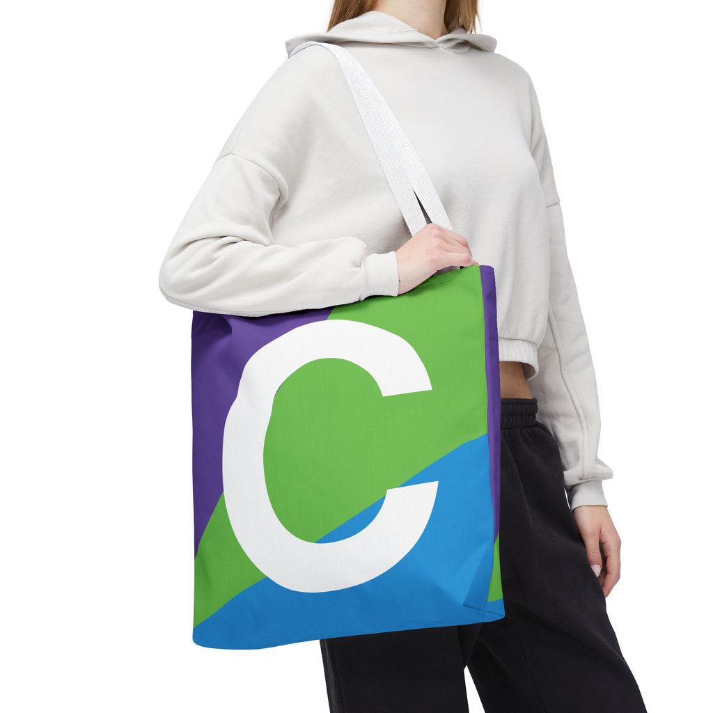 Monogram 'C' Colorblock Tote Bag — Personalized Initial C Shoulder Tote
