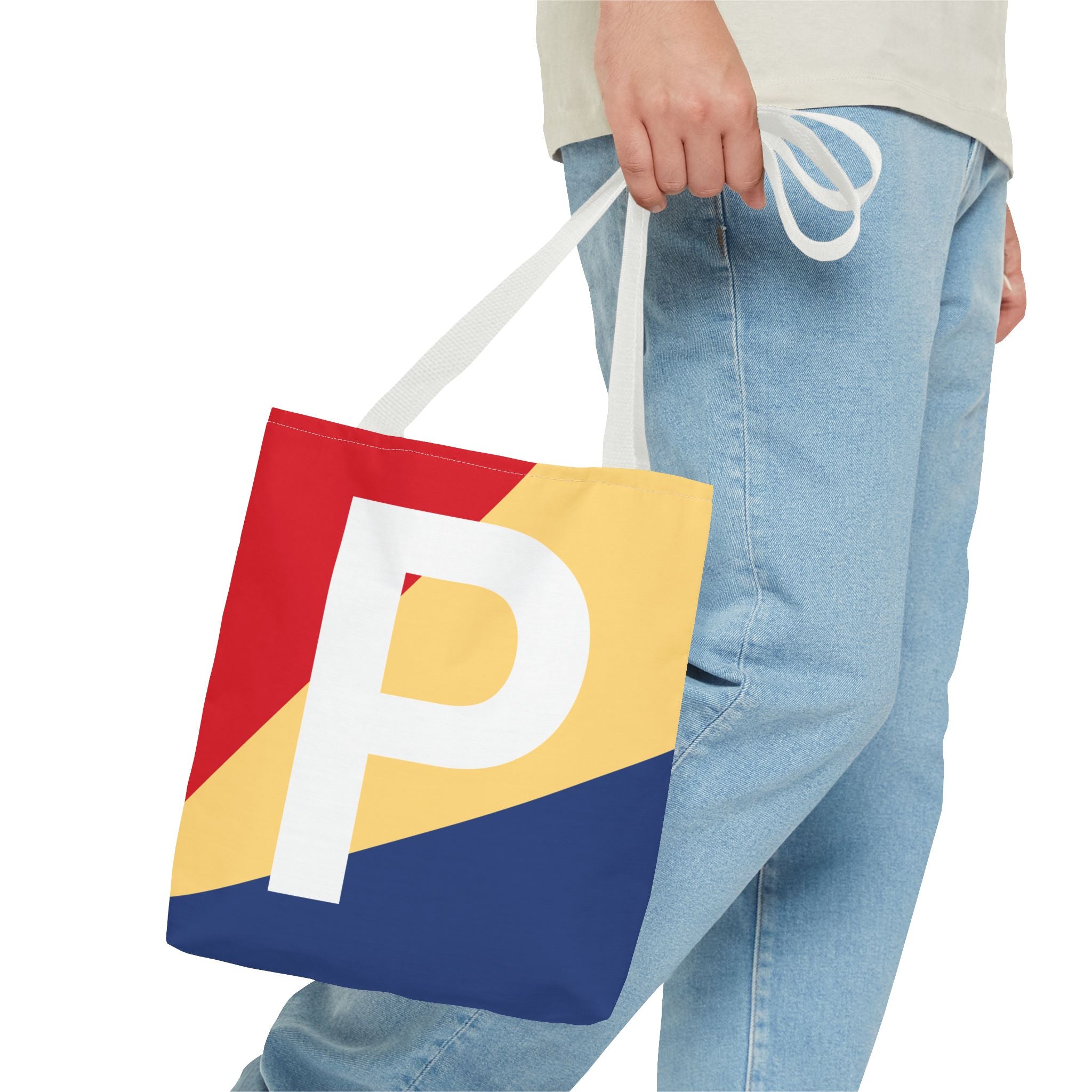 Monogram 'P' Colorblock Tote Bag — Personalized Initial P Shoulder Tote