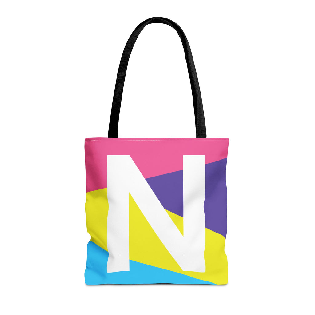 Monogram 'N' Colorblock Tote Bag — Personalized Initial N Shoulder Tote