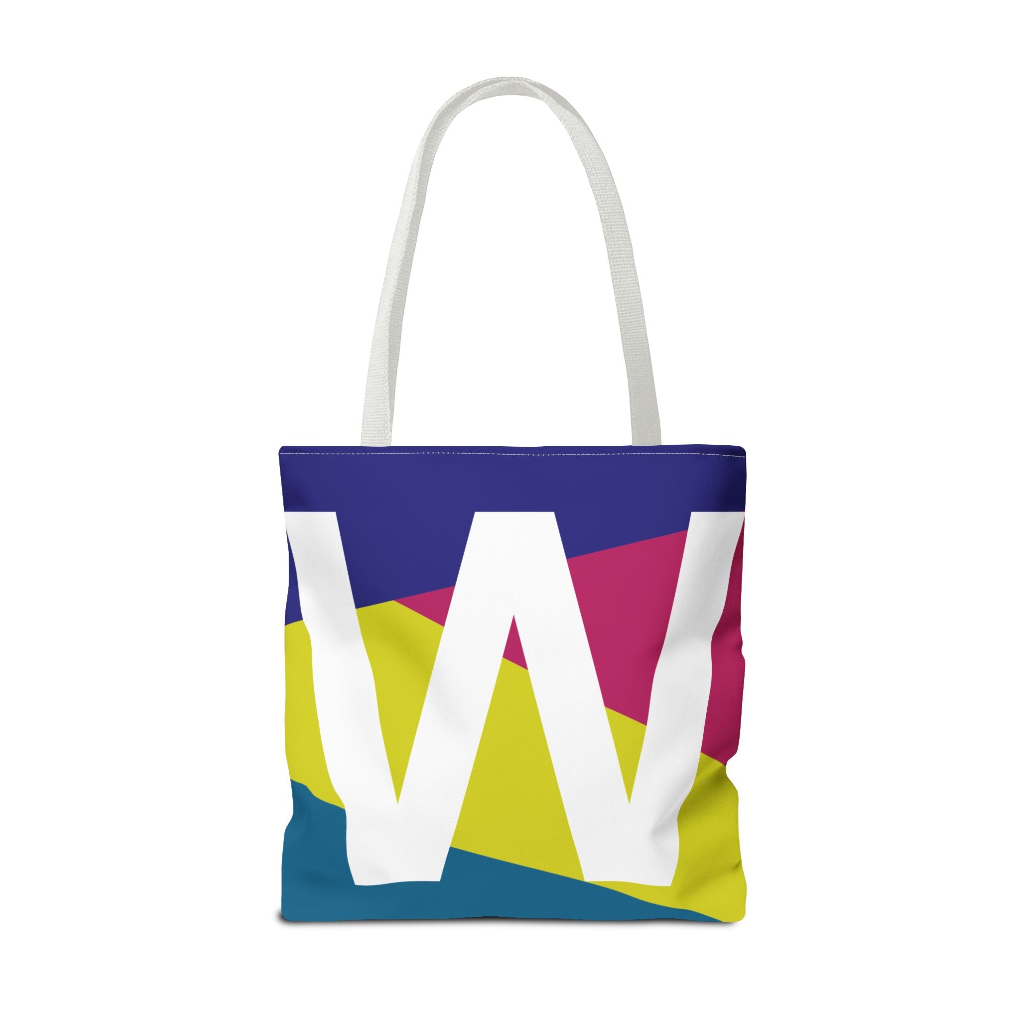 Monogram 'W' Colorblock Tote Bag — Personalized Initial W Shoulder Tote