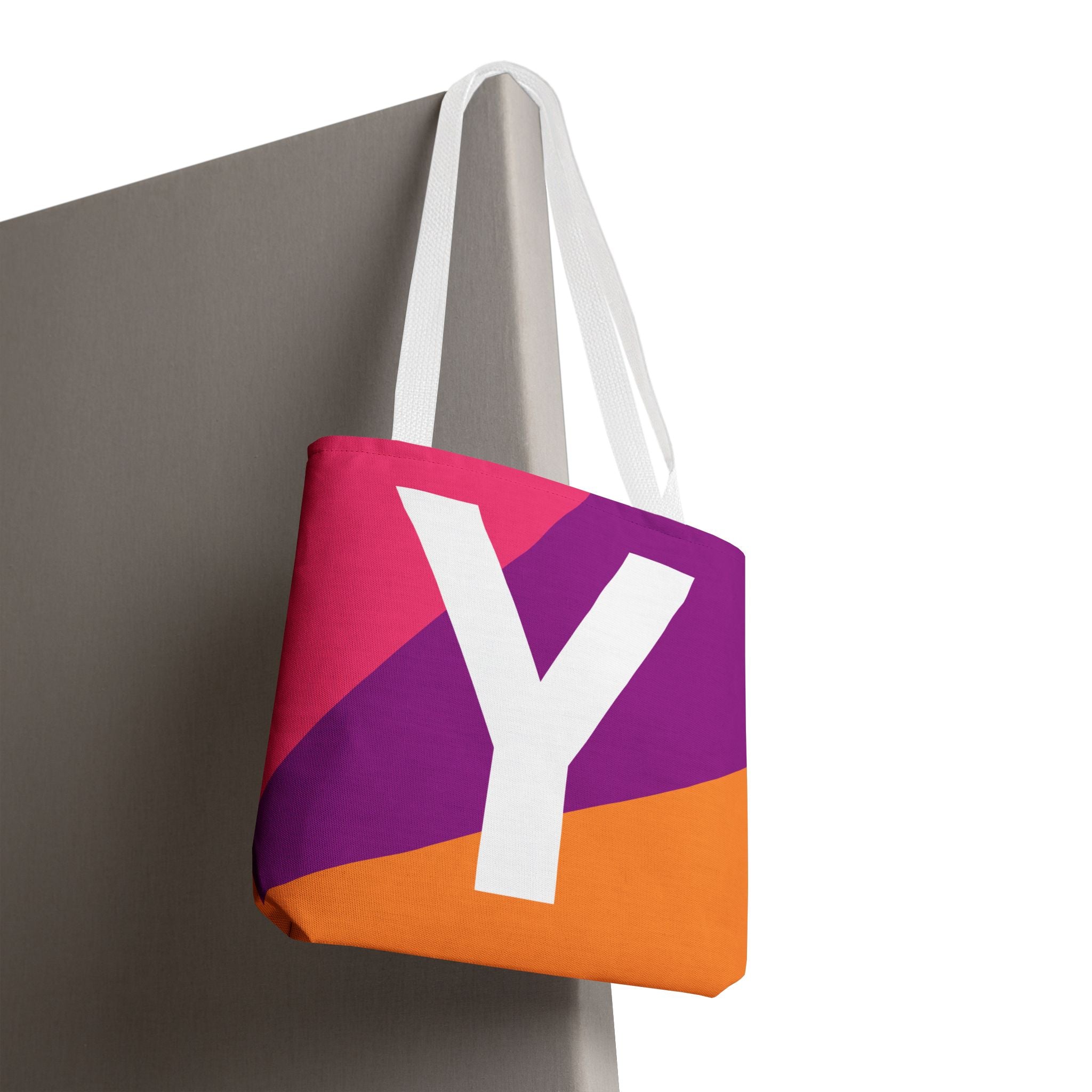 Monogram 'Y' Colorblock Tote Bag — Personalized Initial Y Shoulder Tote
