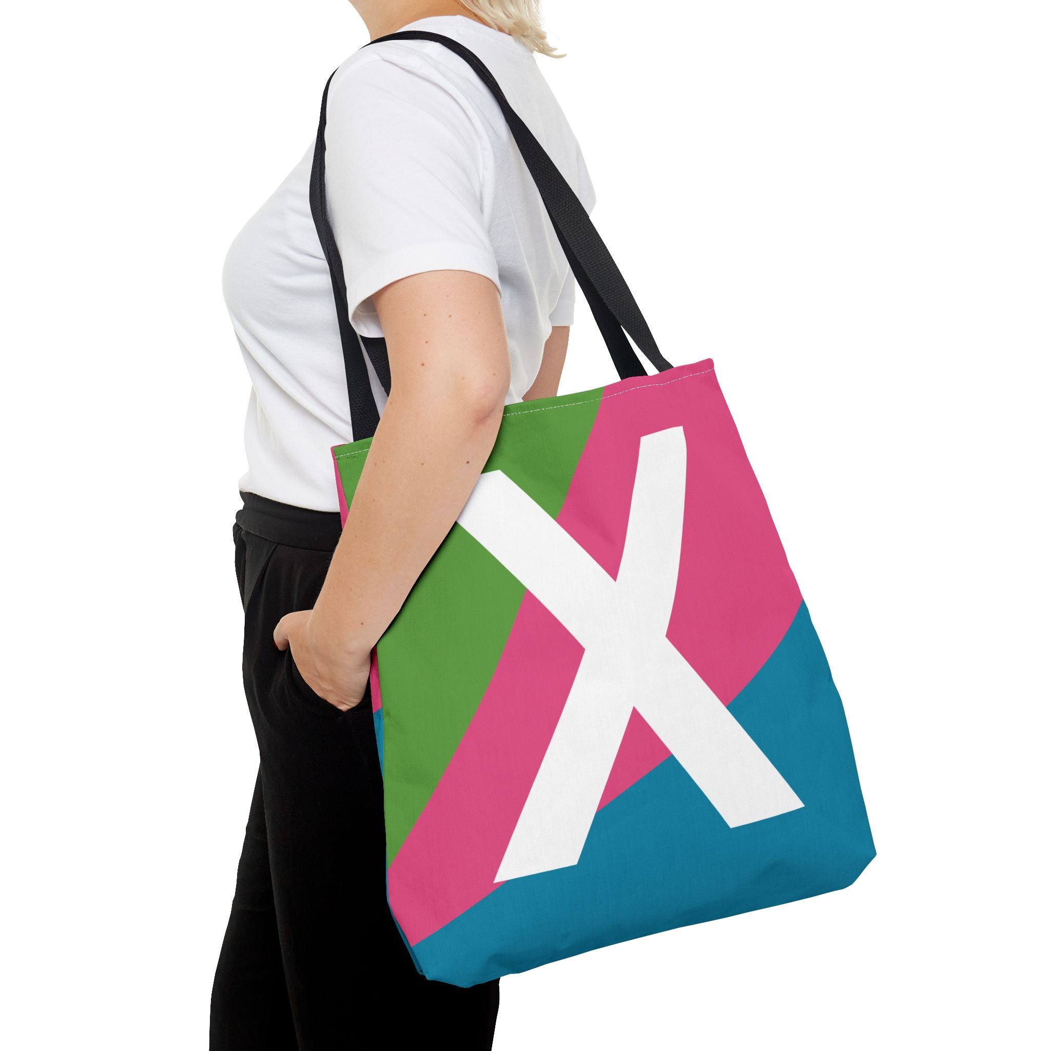 Monogram 'X' Colorblock Tote Bag — Personalized Initial X Shoulder Tote