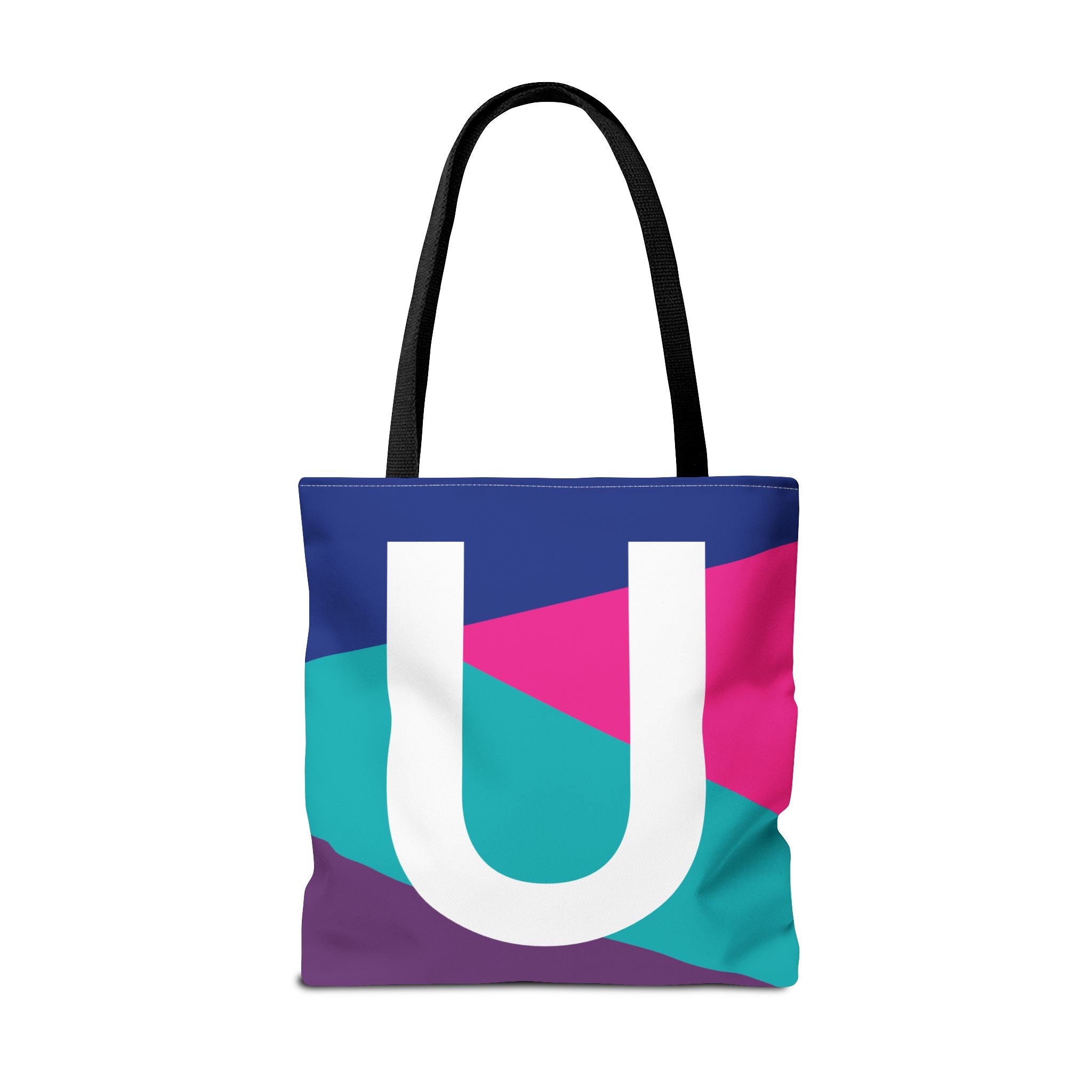 Monogram 'U' Colorblock Tote Bag — Personalized Initial U Shoulder Tote