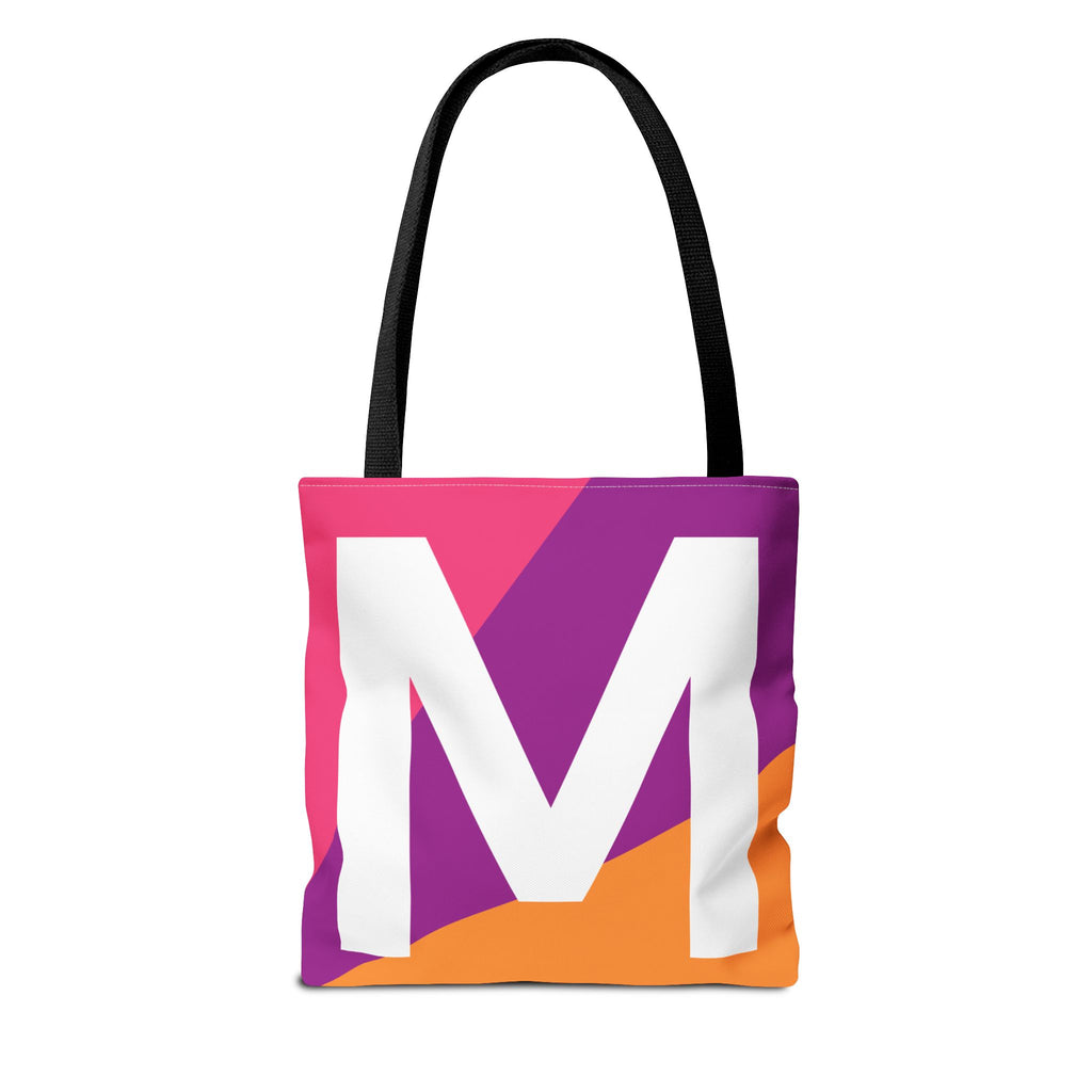 Monogram 'M' Colorblock Tote Bag — Personalized Initial M Shoulder Tote