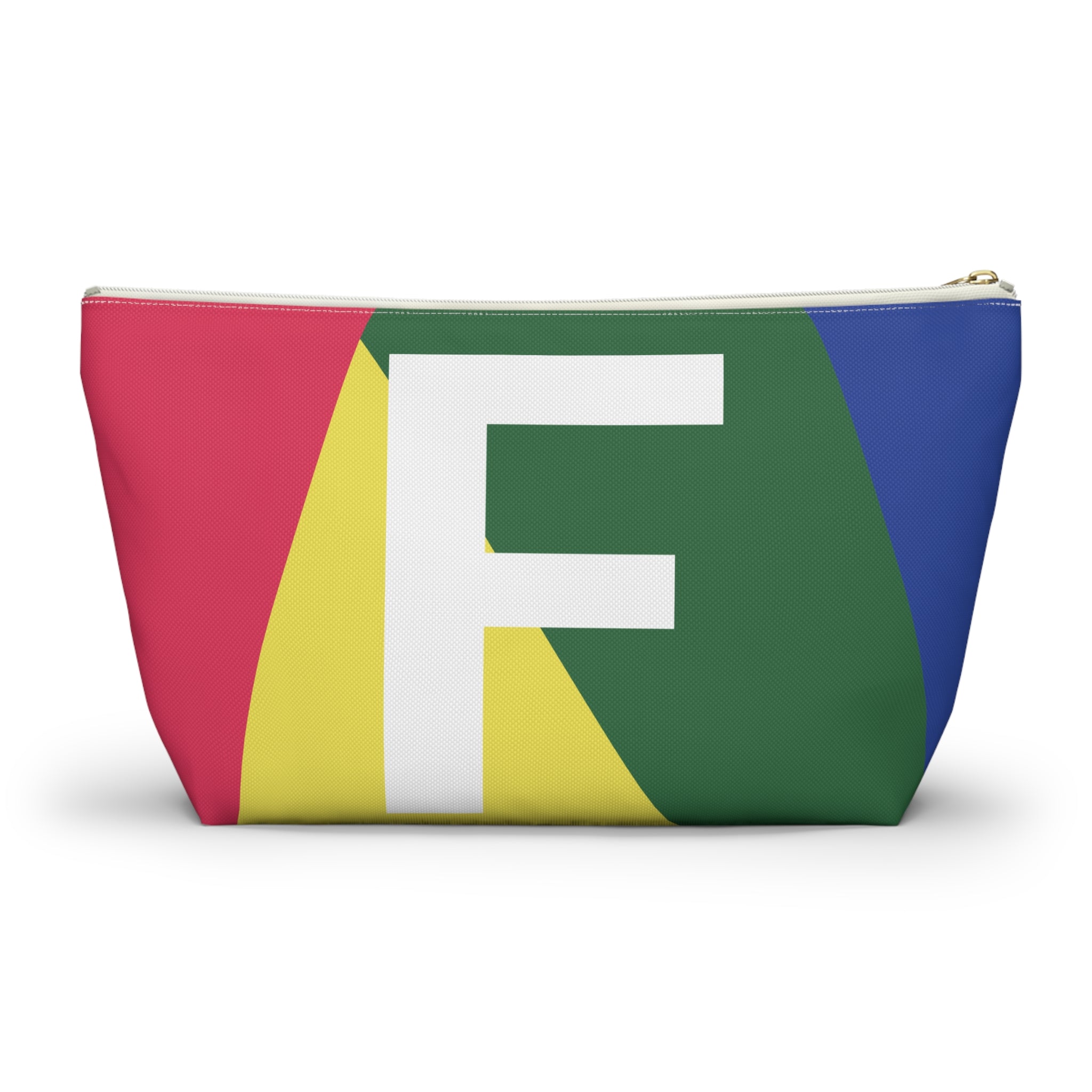 Initials Colorblock Accessory Pouch — Monogram F T-Bottom Cosmetic Bag
