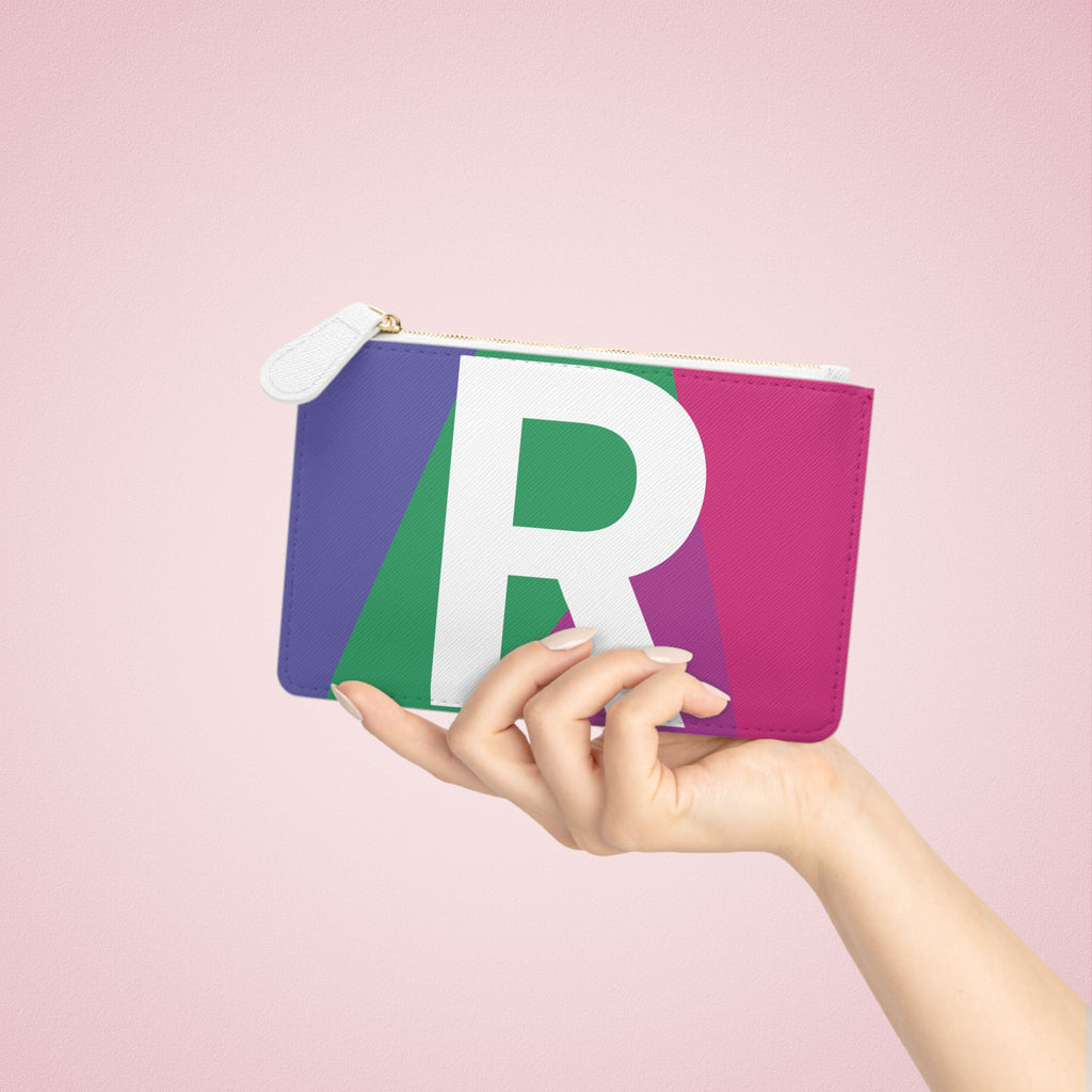 Initial R Mini Clutch — Colorblock Monogram Wristlet Wallet