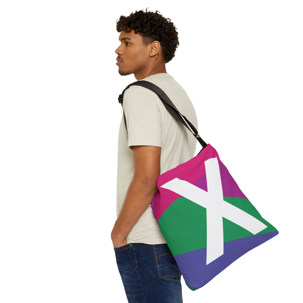 Initial Letter 'X' Colorblock Adjustable Tote Bag — Monogram Alphabet Shoulder Bag