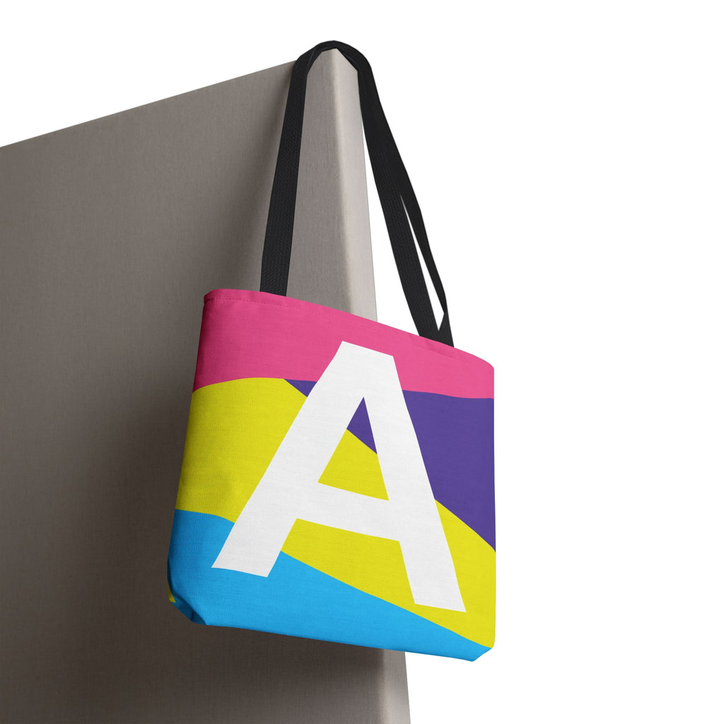 Monogram 'A' Colorblock Tote Bag — Personalized Initial A Shoulder Tote
