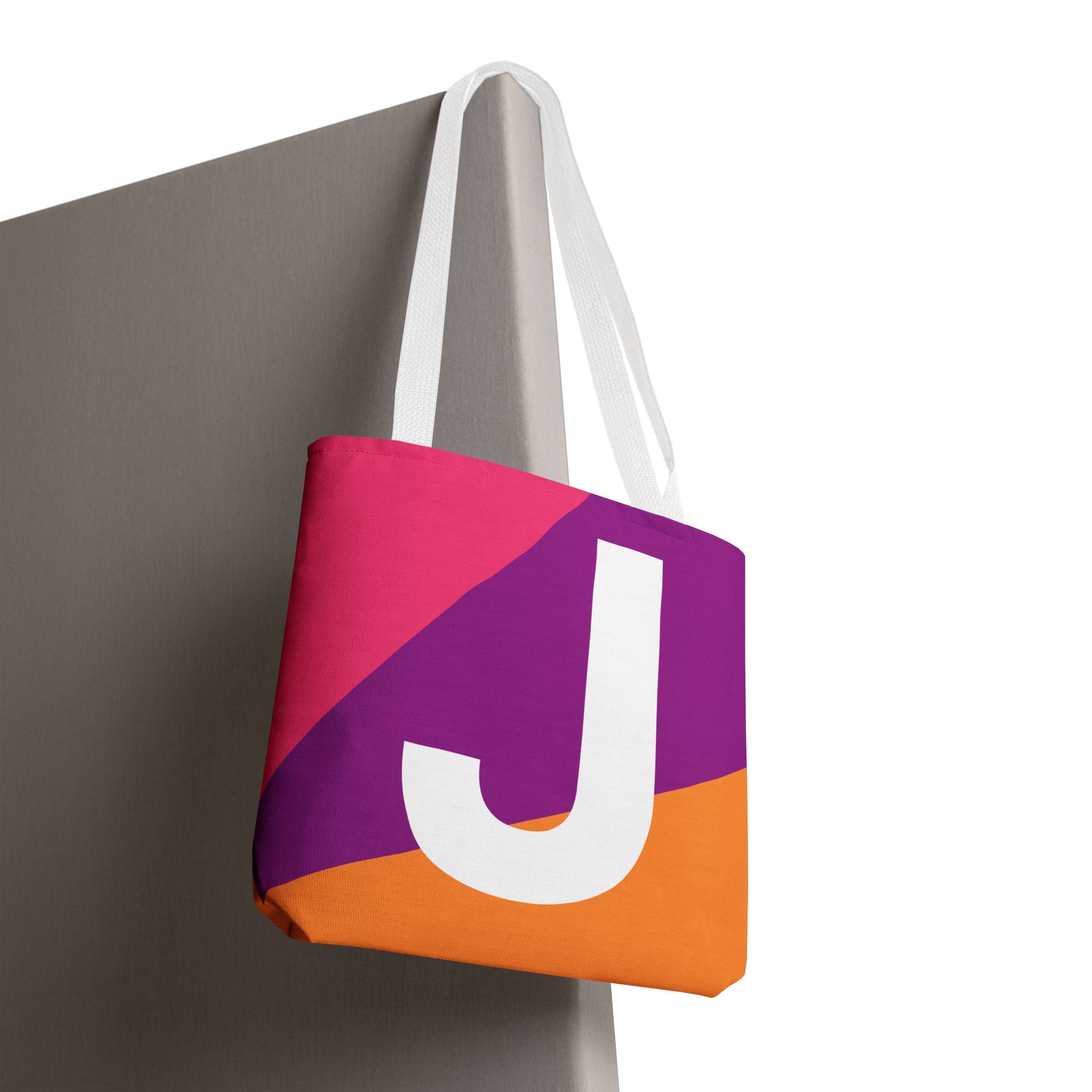 Monogram 'J' Colorblock Tote Bag — Personalized Initial J Shoulder Tote