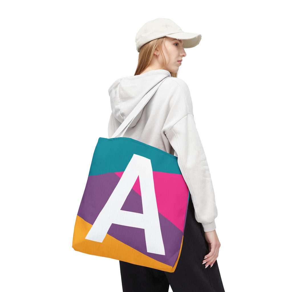 Monogram 'A' Colorblock Tote Bag — Personalized Initial A Shoulder Tote