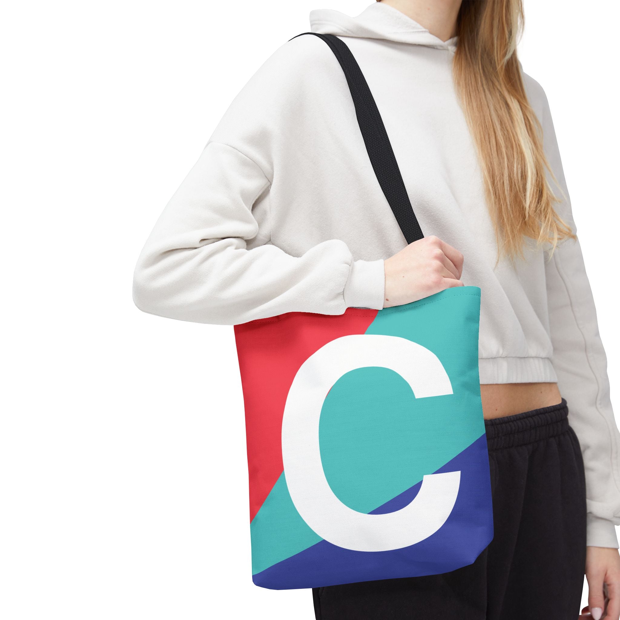 Monogram 'C' Colorblock Tote Bag — Personalized Initial C Shoulder Tote