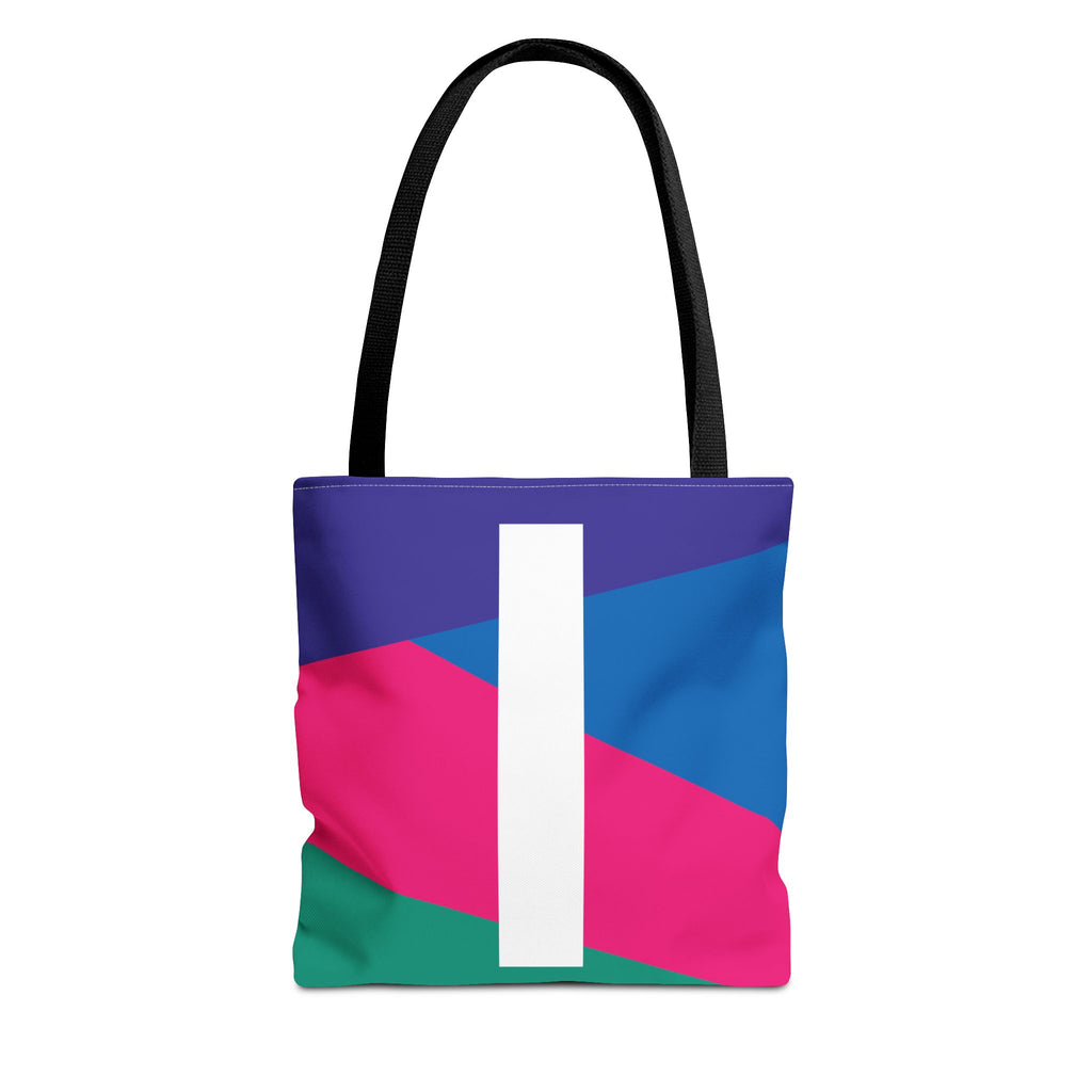 Monogram 'I' Colorblock Tote Bag — Personalized Initial I Shoulder Tote