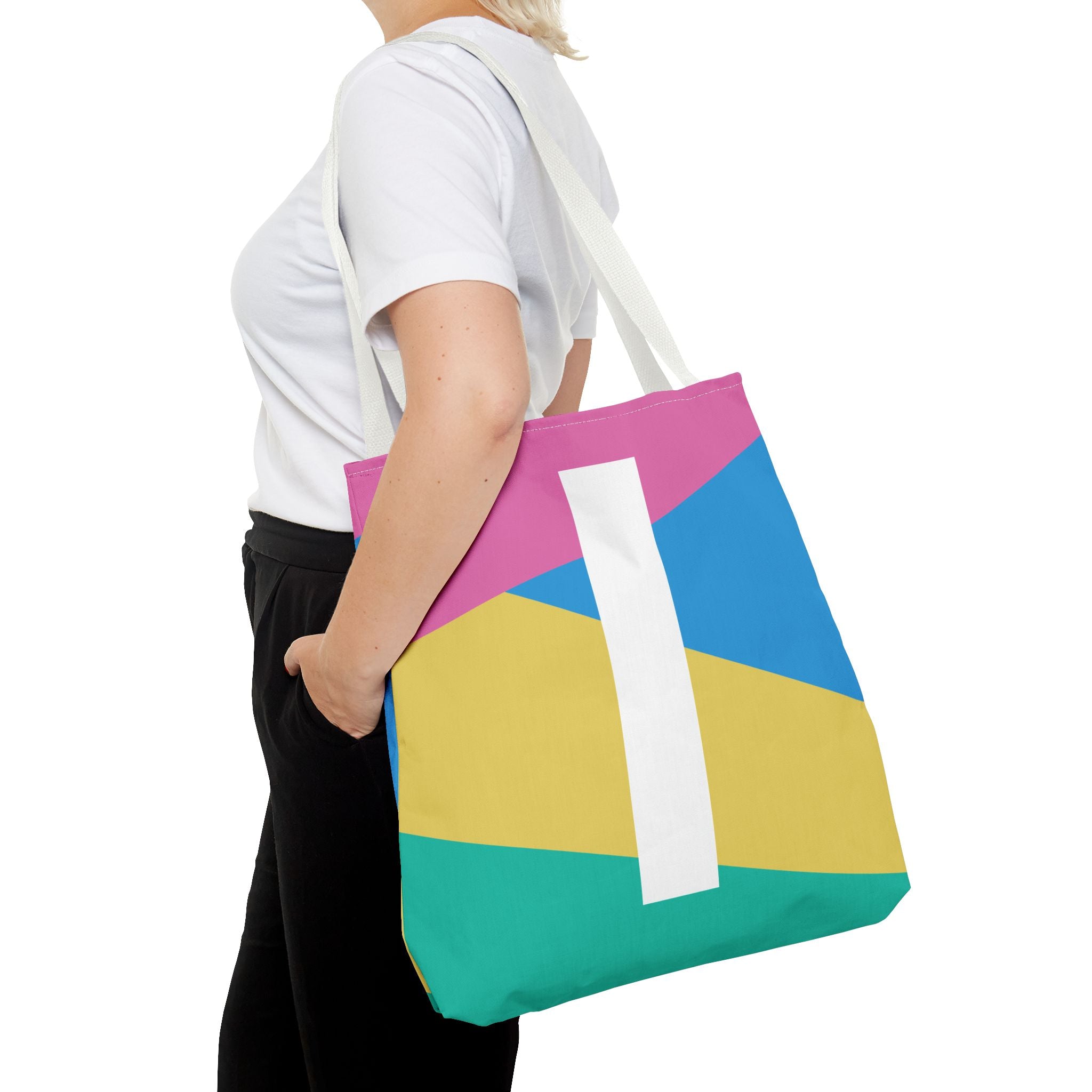 Monogram 'I' Colorblock Tote Bag — Personalized Initial I Shoulder Tote