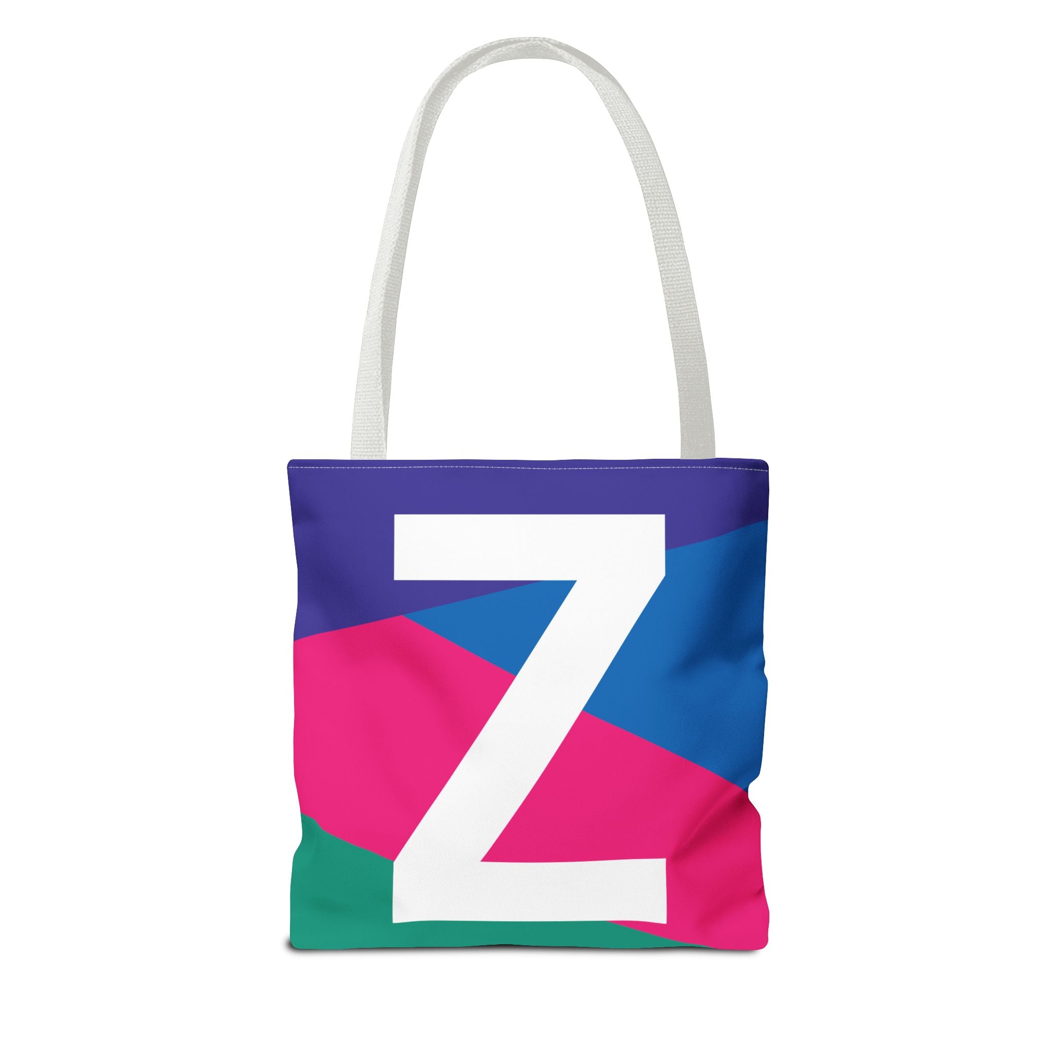 Monogram 'Z' Colorblock Tote Bag — Personalized Initial Z Shoulder Tote