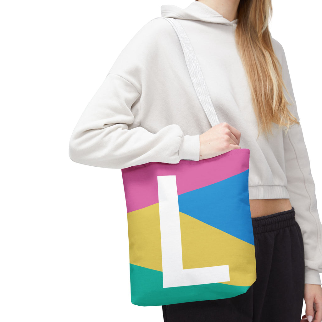 Monogram 'L' Colorblock Tote Bag — Personalized Initial L Shoulder Tote