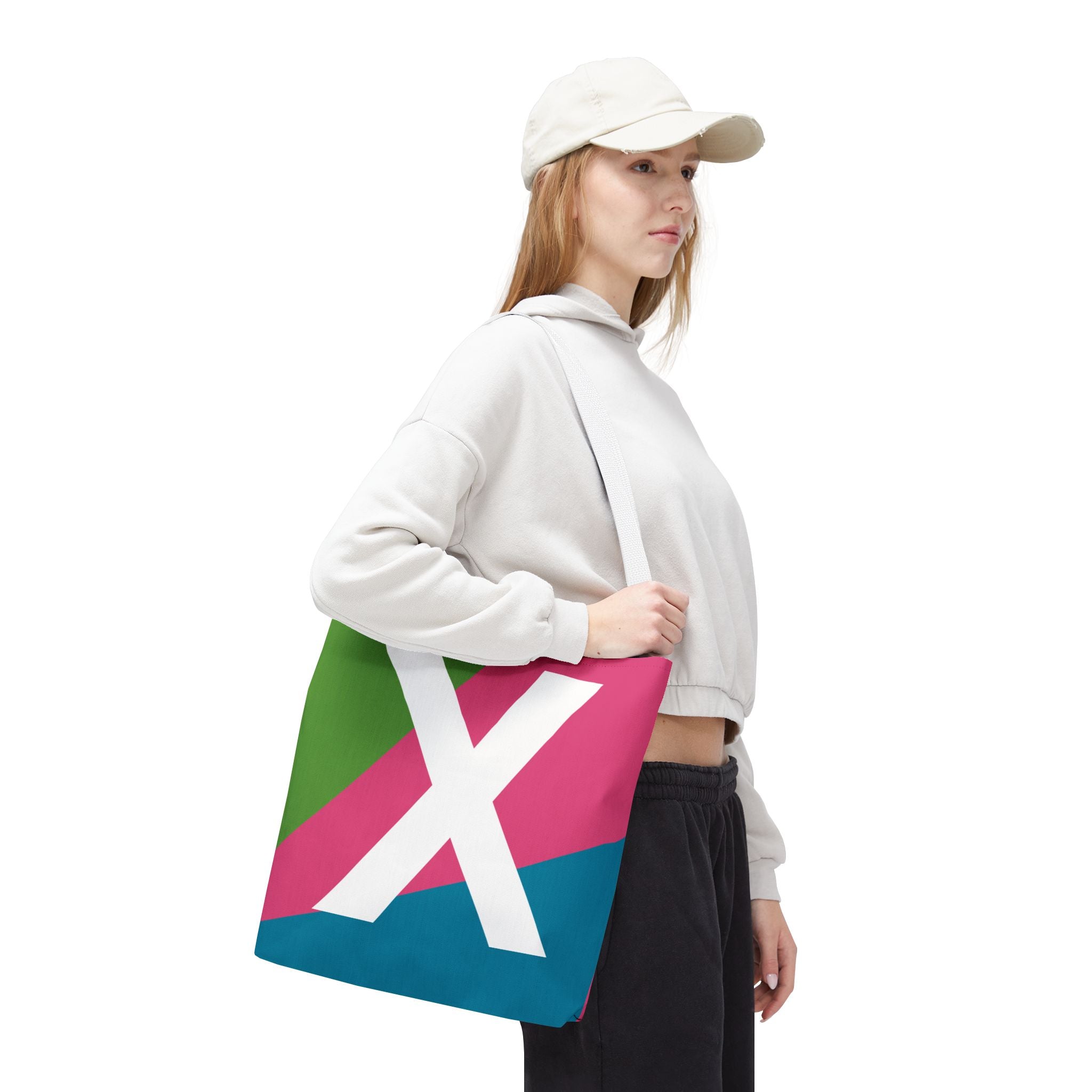 Monogram 'X' Colorblock Tote Bag — Personalized Initial X Shoulder Tote