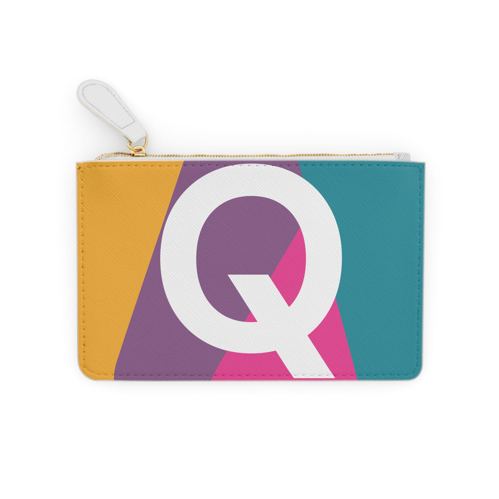 Initial Q Mini Clutch — Colorblock Monogram Wristlet Wallet