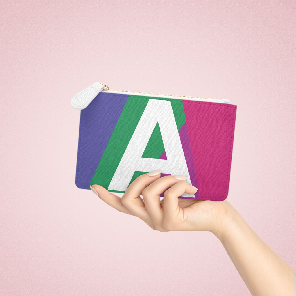 Initial A Mini Clutch — Colorblock Monogram Wristlet Wallet