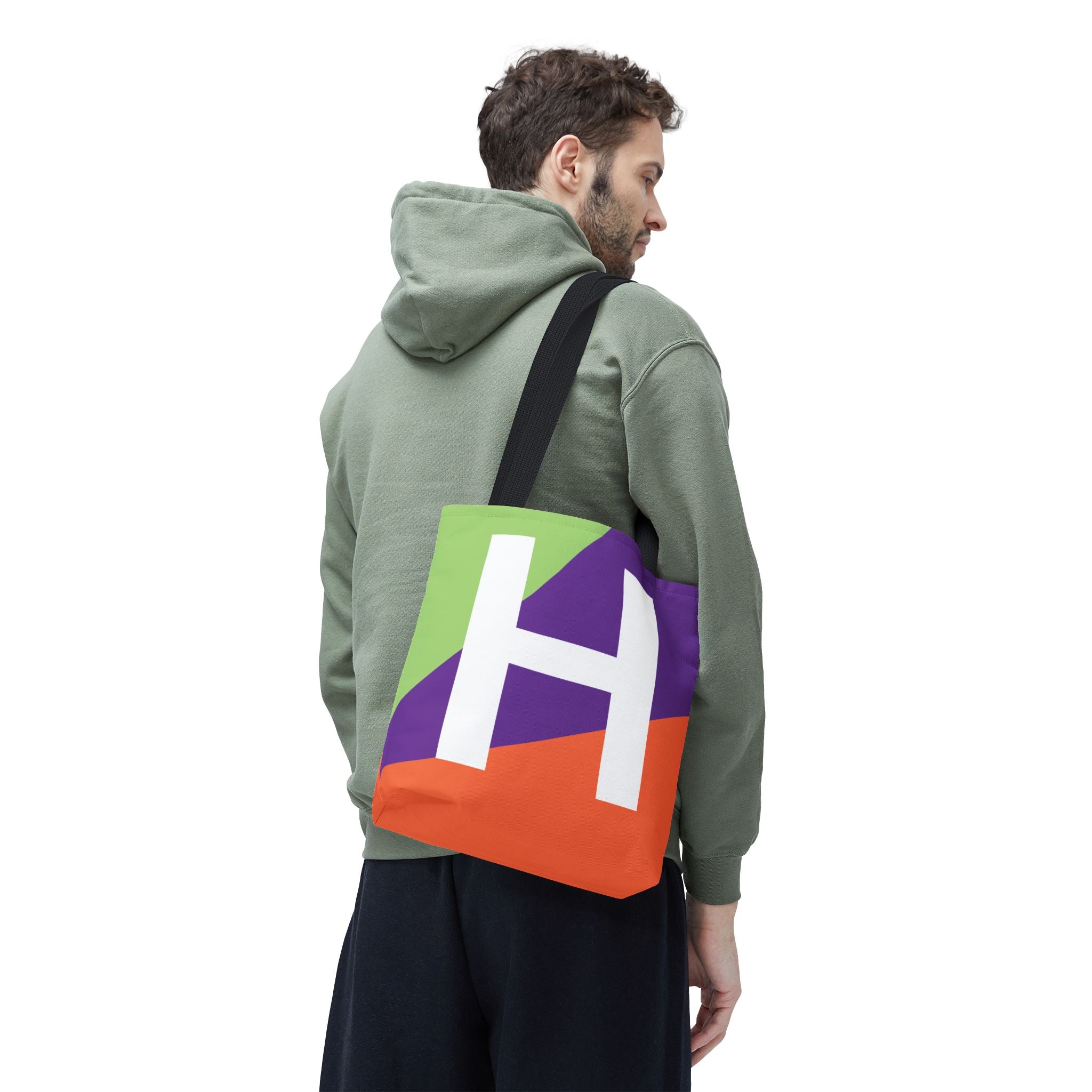 Monogram 'H' Colorblock Tote Bag — Personalized Initial H Shoulder Tote