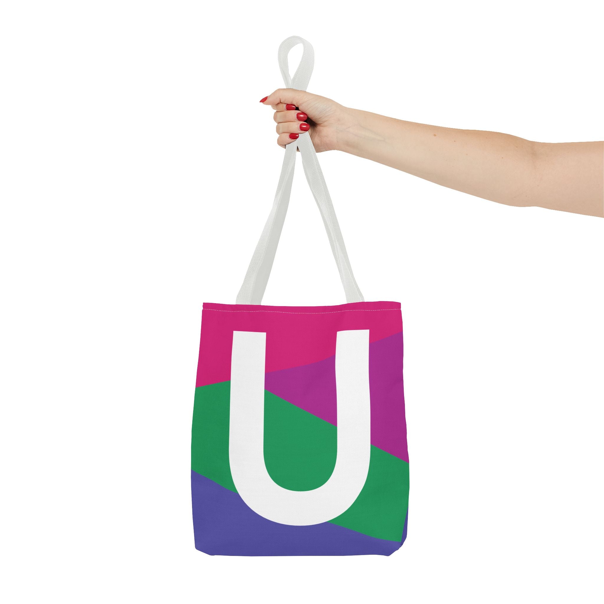 Monogram 'U' Colorblock Tote Bag — Personalized Initial U Shoulder Tote