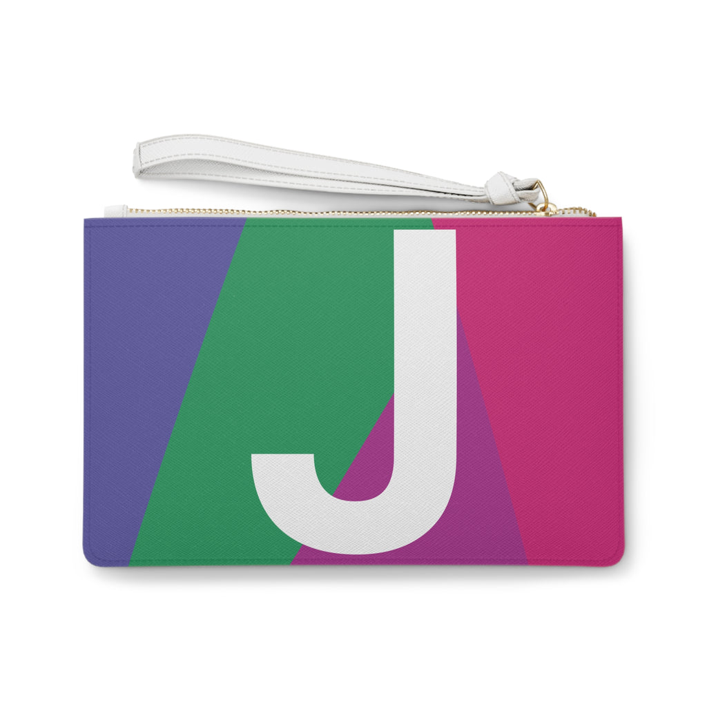 Monogram 'J' Colorblock Clutch Bag — Bold Geometric Wristlet for Everyday & Gifts