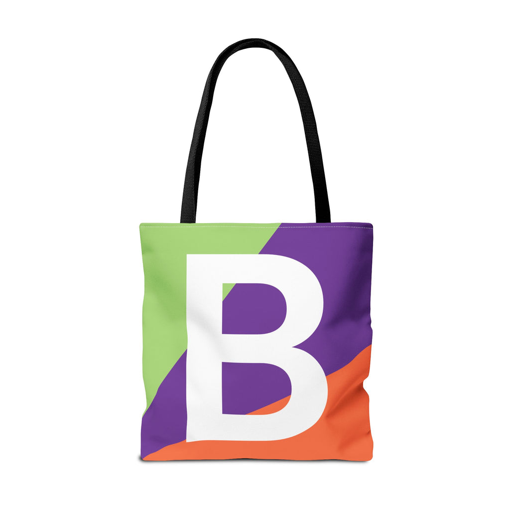 Monogram 'B' Colorblock Tote Bag — Personalized Initial B Shoulder Tote