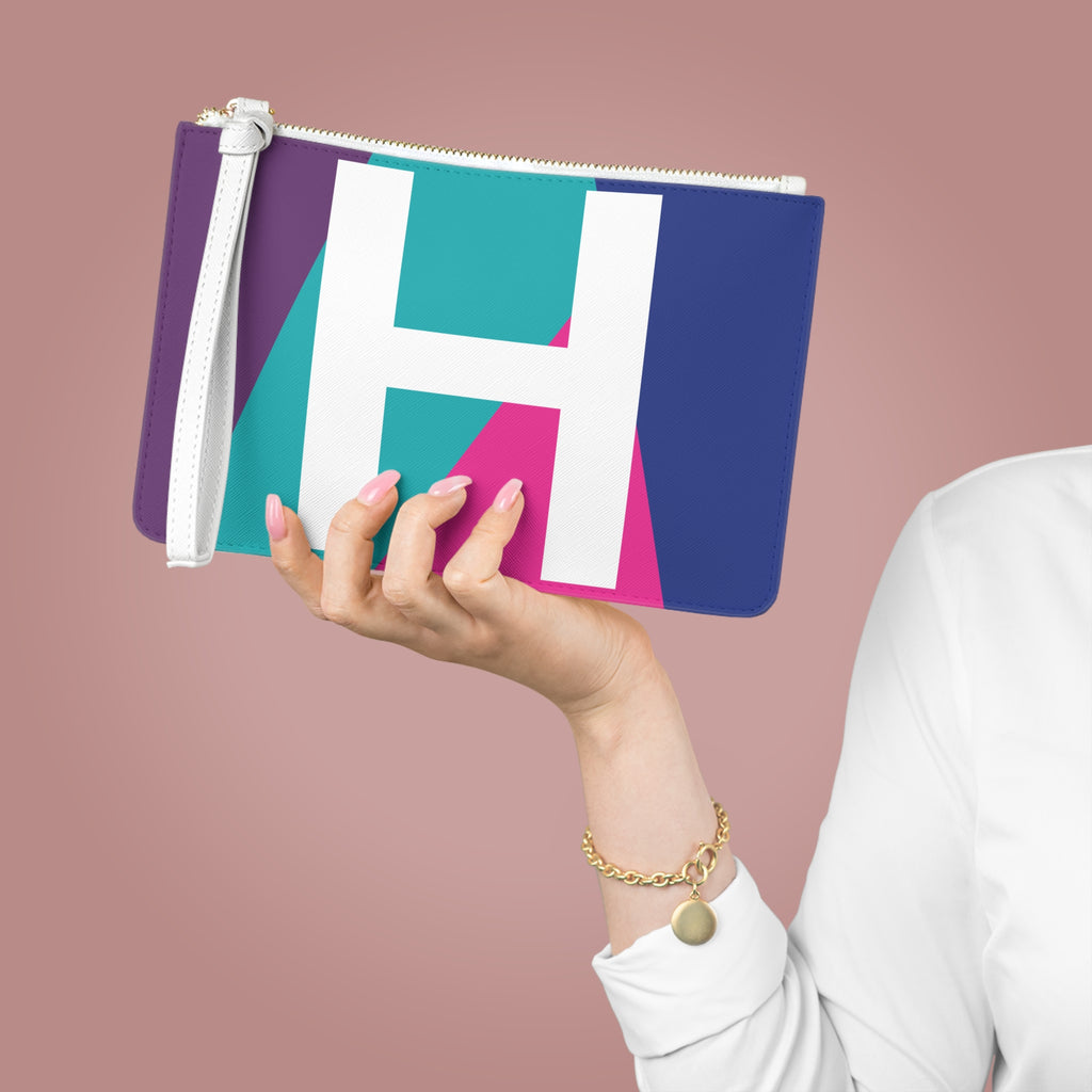 Monogram 'H' Colorblock Clutch Bag — Bold Geometric Wristlet for Everyday & Gifts