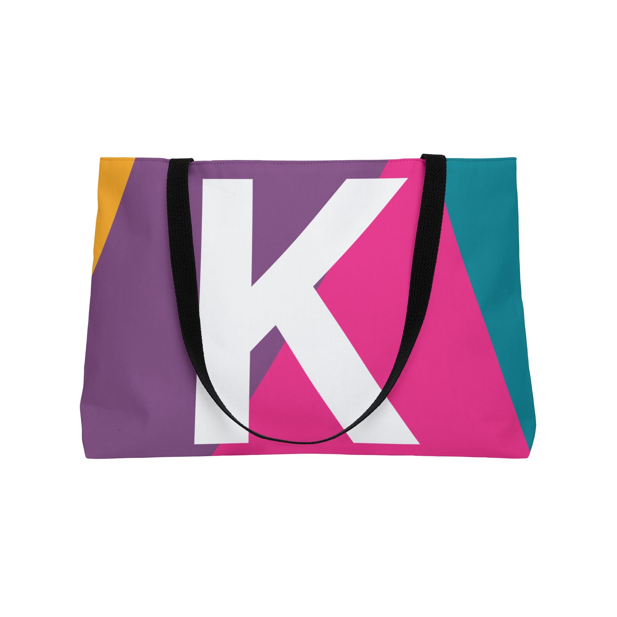 Personalized 'K' Colorblock Tote Bag — Monogram Weekender Tote